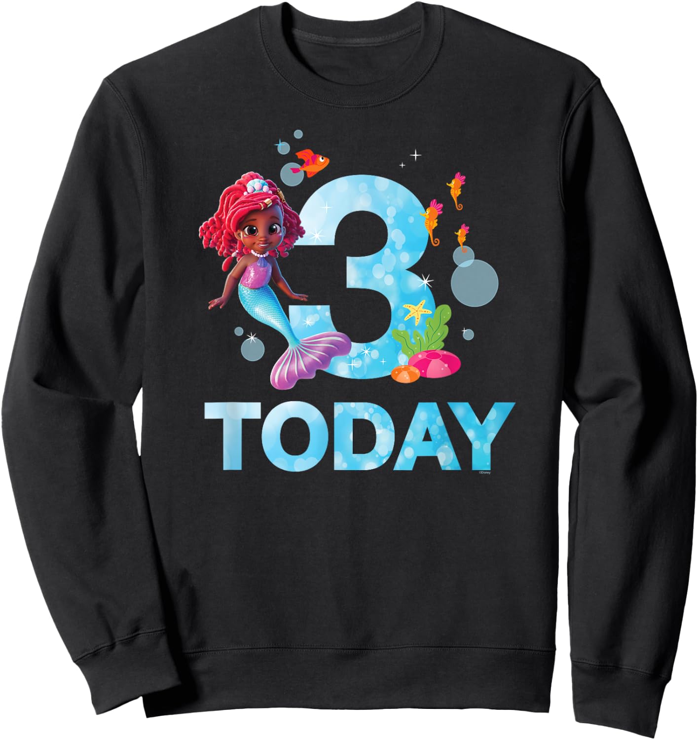 Disney Junior’s Ariel Third Birthday 3 Years Old Today Sweatshirt - Sweatshirt | Black