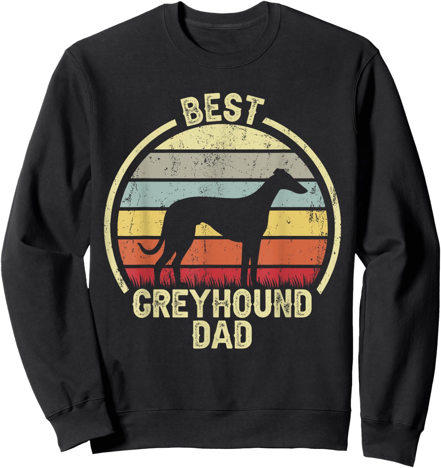 Best Dog Father Dad - Vintage Greyhound Sweatshirt - Sweatshirt | Black