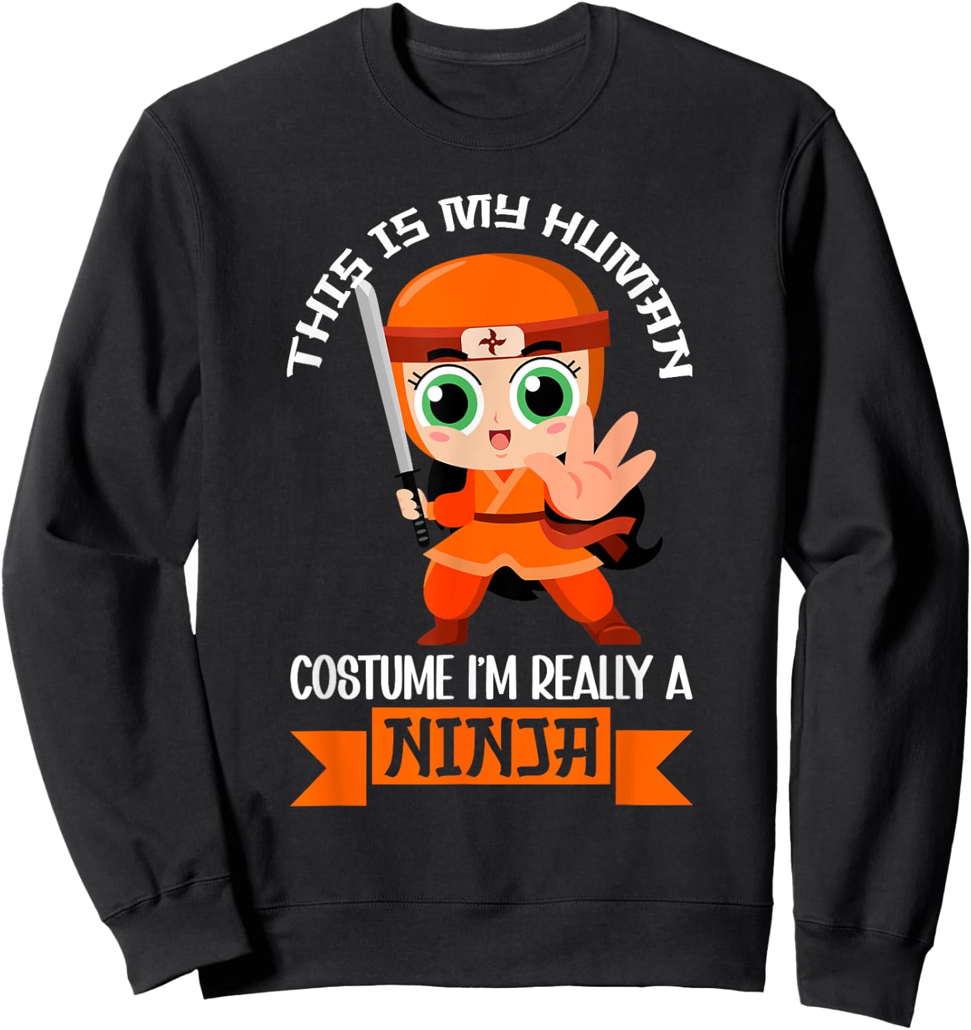 Ninja Kids Martial Arts Warrior Ninjutsu Bday Party , Black, S Sweatshirt - Sweatshirt | Black