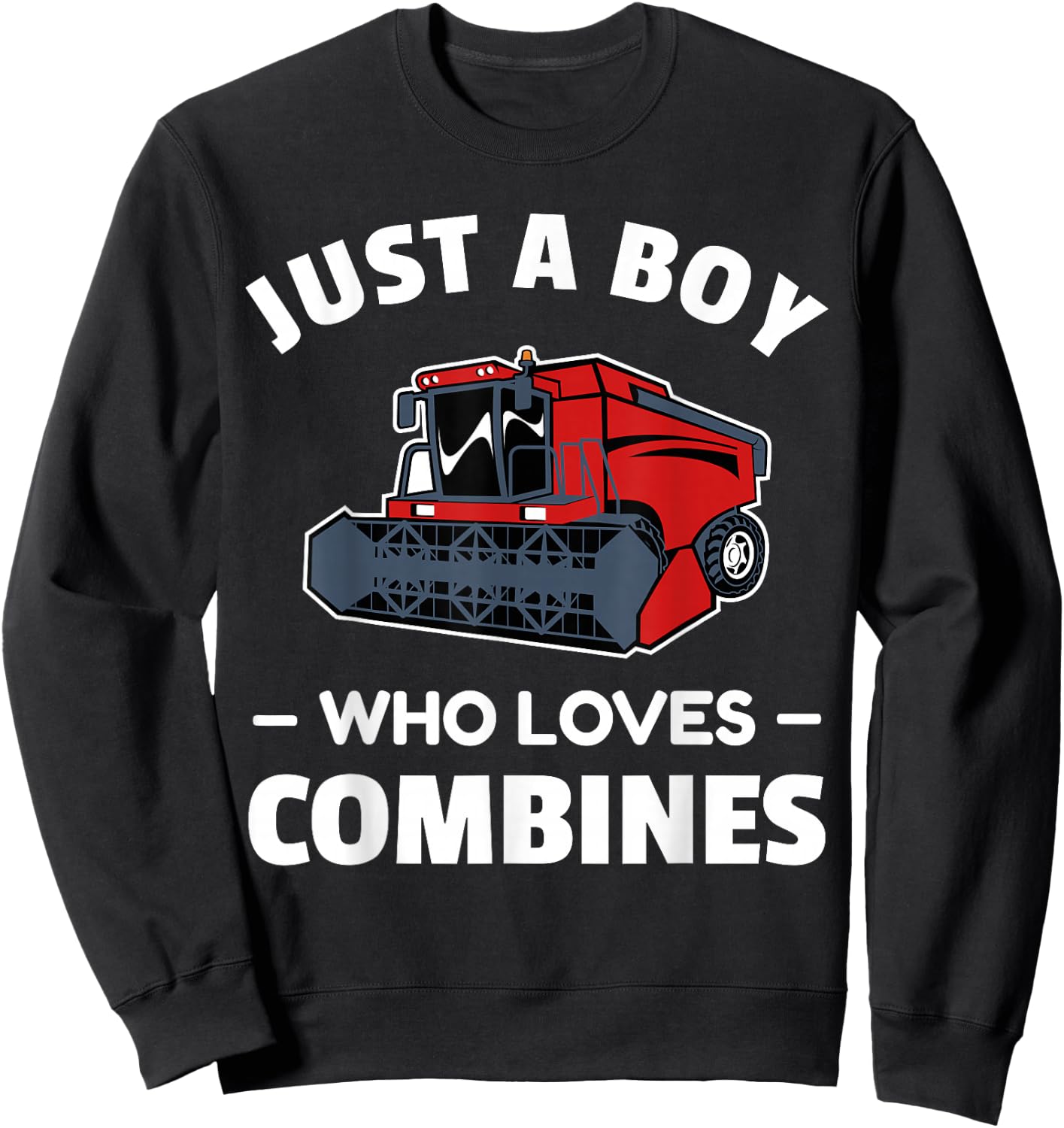 Just a boy who loves combines, red combine harvester Sweatshirt - Sweatshirt | Black