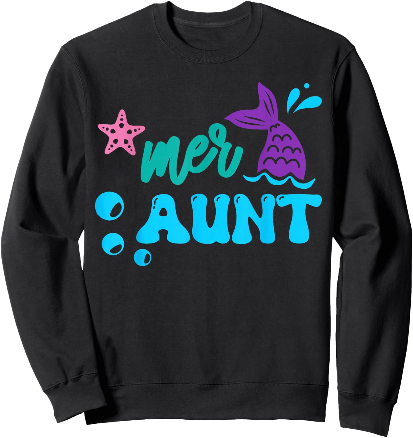 Mer Aunt Mermaid Shirt Matching Family Gifts Sweatshirt - Sweatshirt | Black