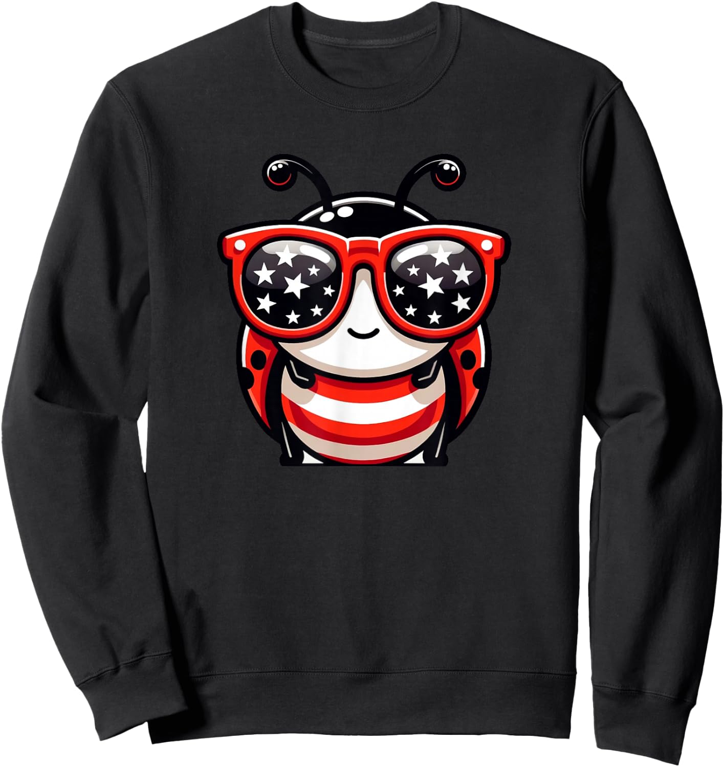 Ladybug 4th of July US Flag Patriotic Sweatshirt - Sweatshirt | Black