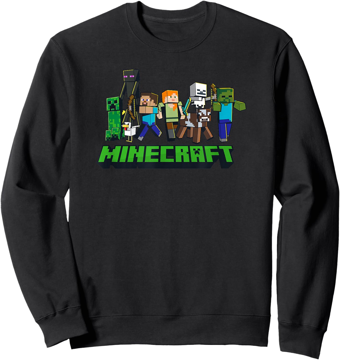 Minecraft Character Lineup Logo , gray Sweatshirt - Sweatshirt | Black