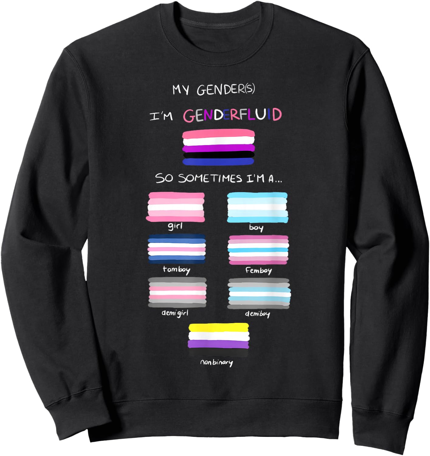 Genderfluid LGBTQ LGBT Lesbian Gay Bisexual Trans Pride Sweatshirt - Sweatshirt | Black
