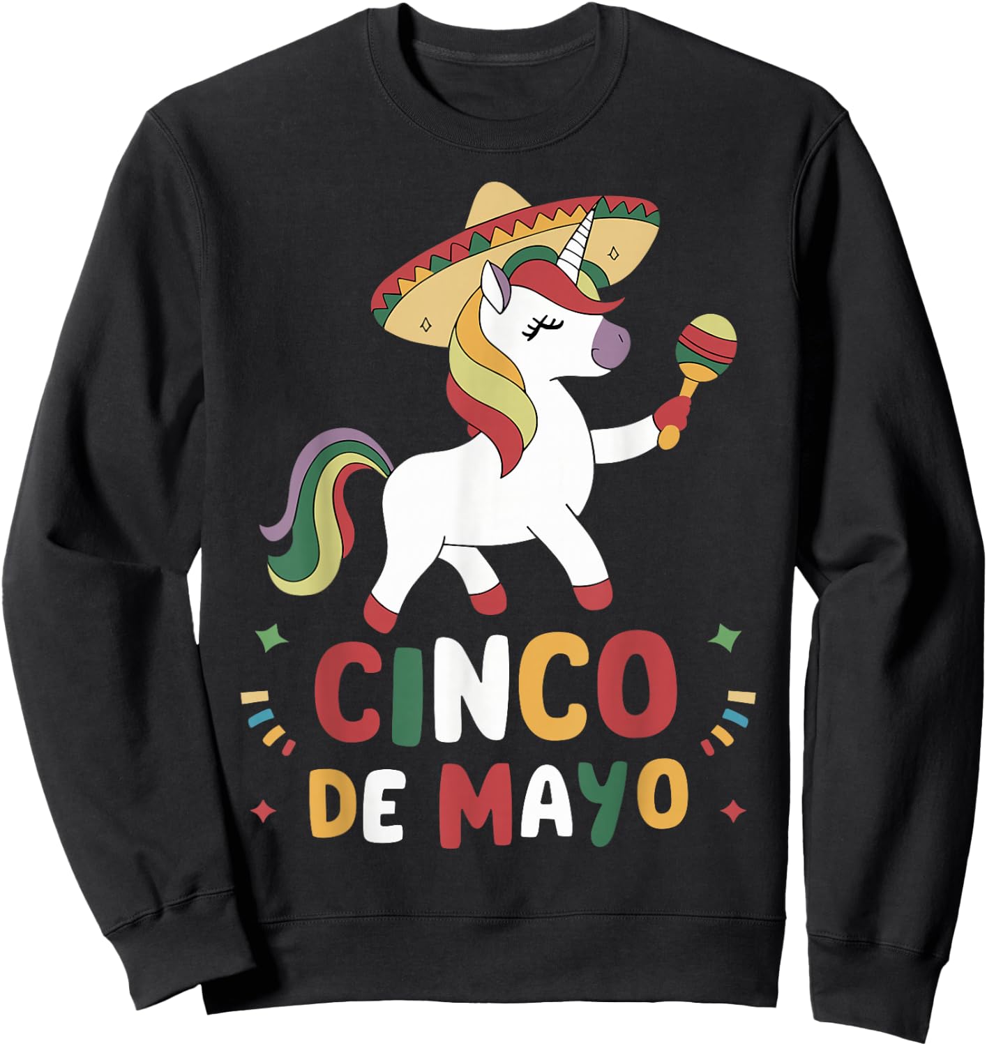 Unicorn Let's Fiesta Cinco de Mayo Girls Sweatshirt - Sweatshirt | Black