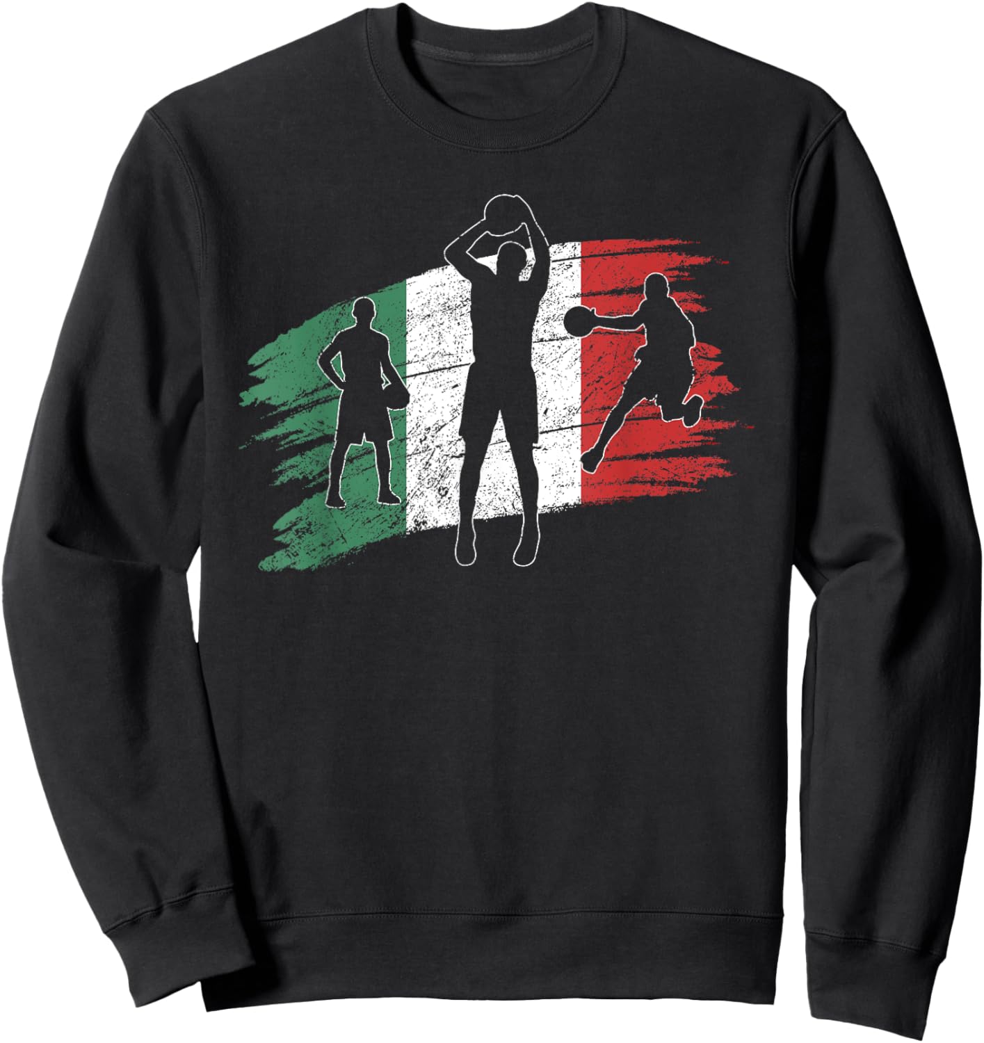 Vintage Italian Flag Italy Basketball Sweatshirt - Sweatshirt | Black