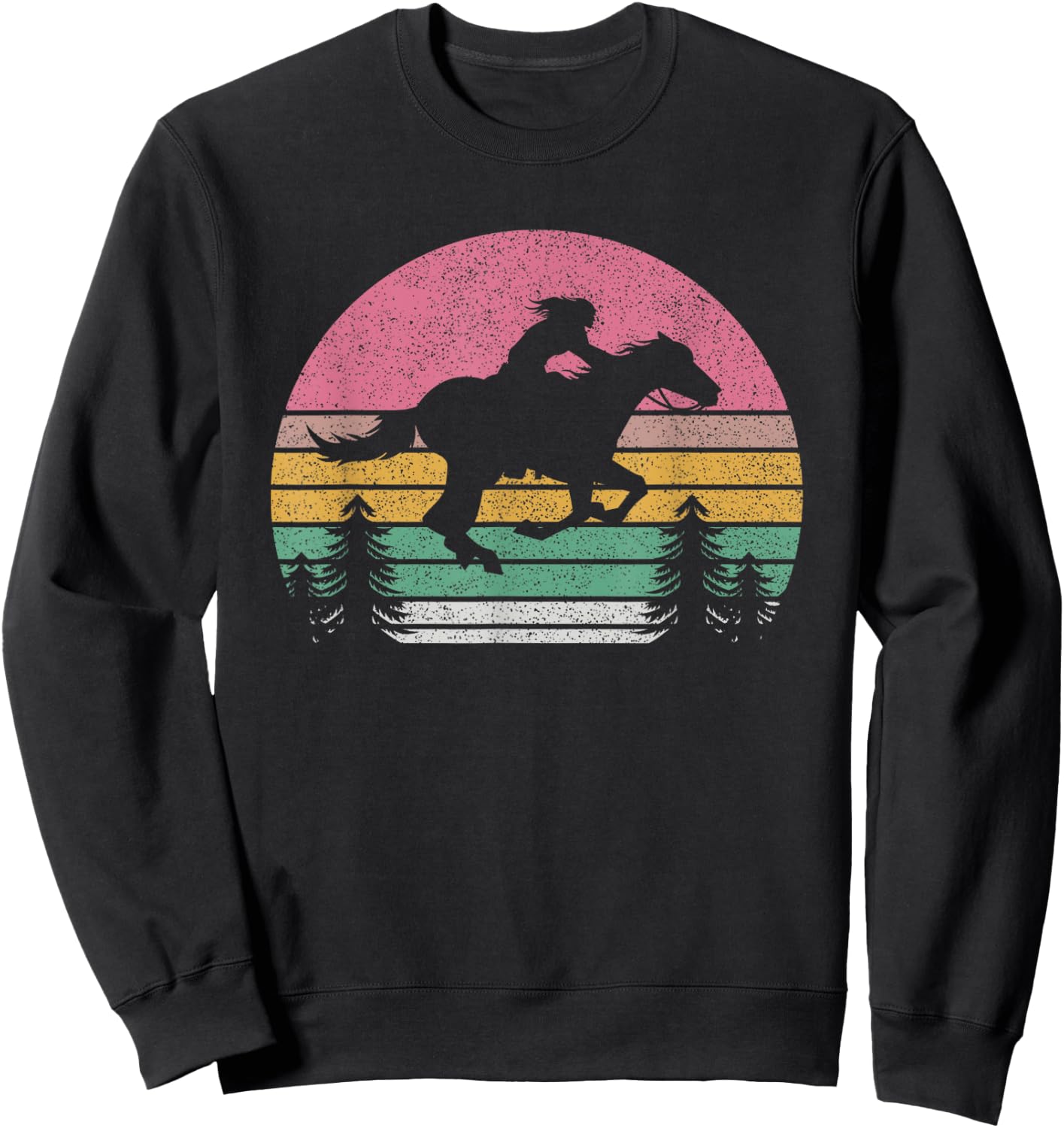 Outta Sight! Vintage Retro Girl Horse Riding Cowgirl Texas Ranch Sweatshirt - Sweatshirt | Black