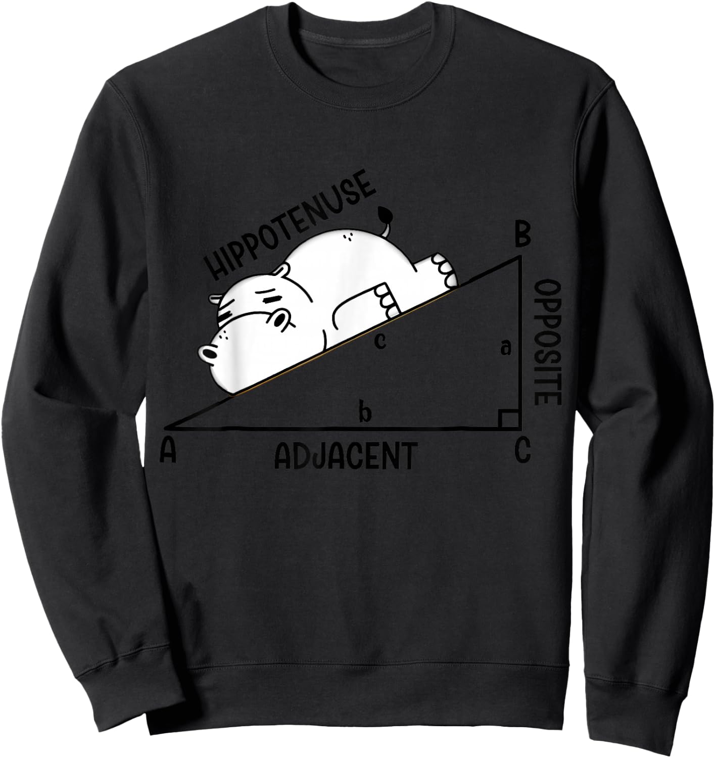 Nerdy Funny Hippotenuse Hypotenuse Hippopotamus Math Teacher Sweatshirt - Sweatshirt | Black