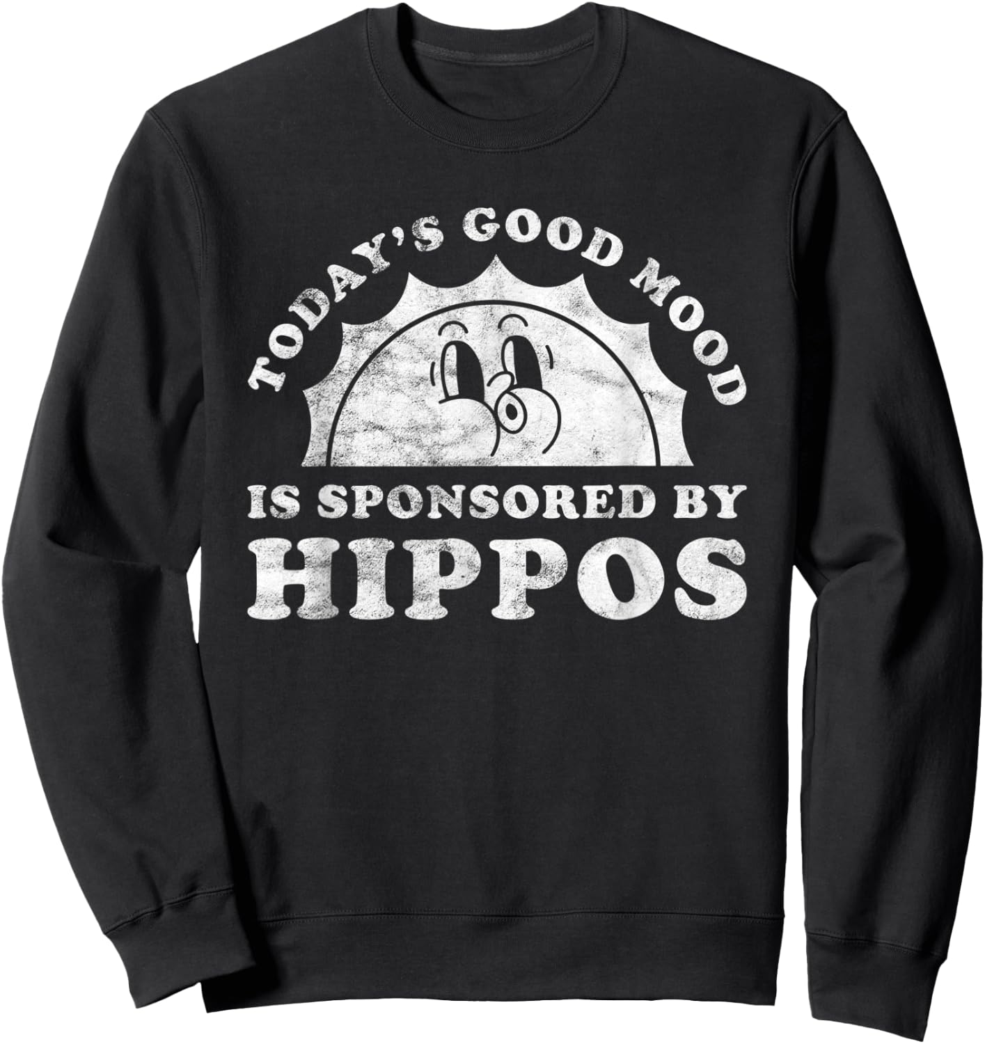 Funny Cute Retro Vintage Hippos or Hippo Sweatshirt - Sweatshirt | Black