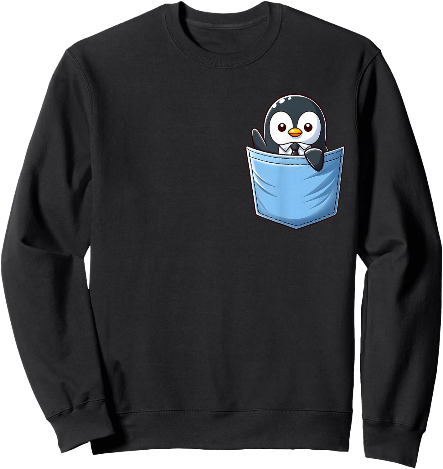 Adorable Penguin in Pocket for Kids, Boys, Girls, Women Sweatshirt - Sweatshirt | Black
