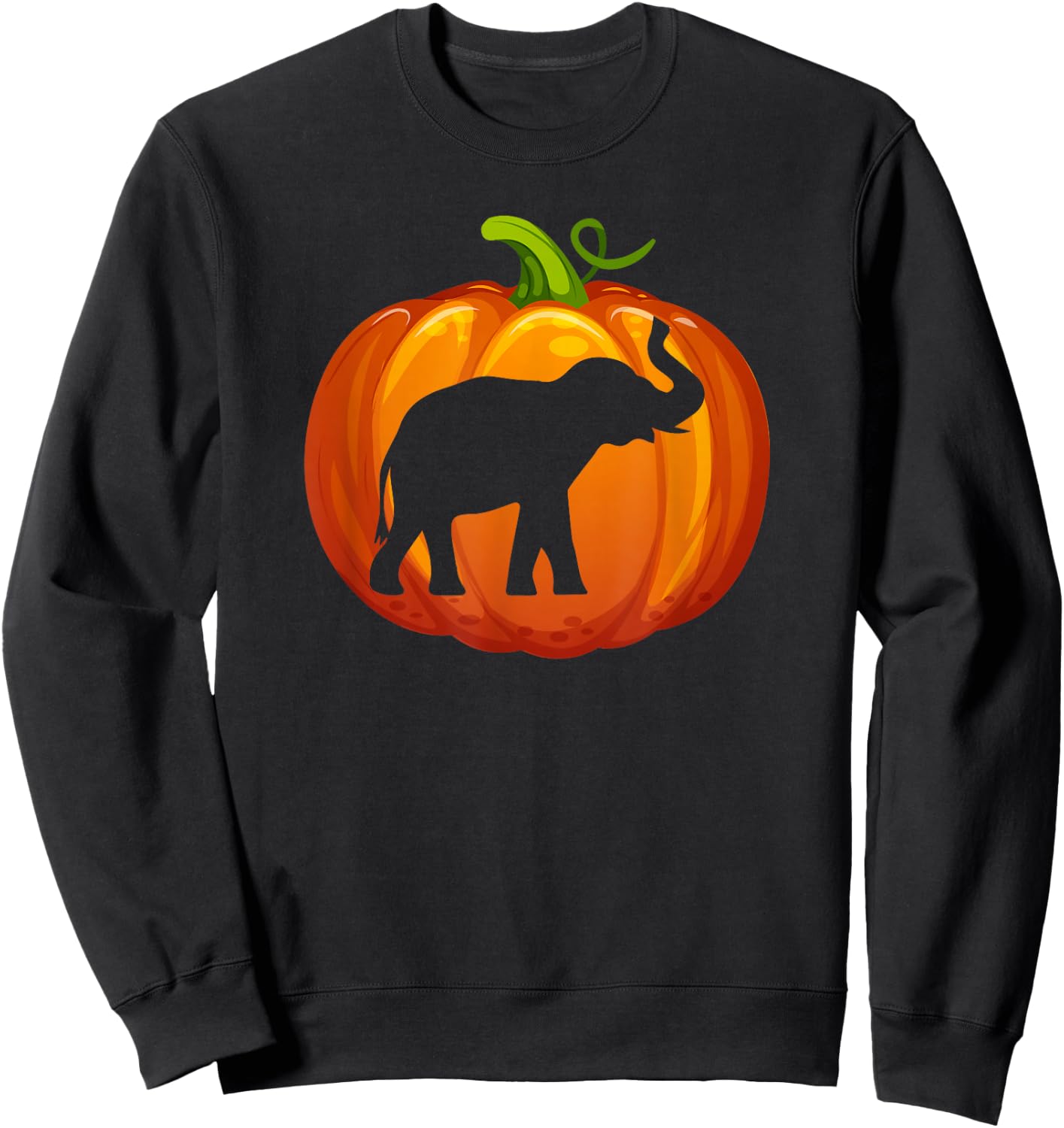 Elephant Carved In Pumpkin Love Elephants Wildlife Halloween Sweatshirt - Sweatshirt | Black