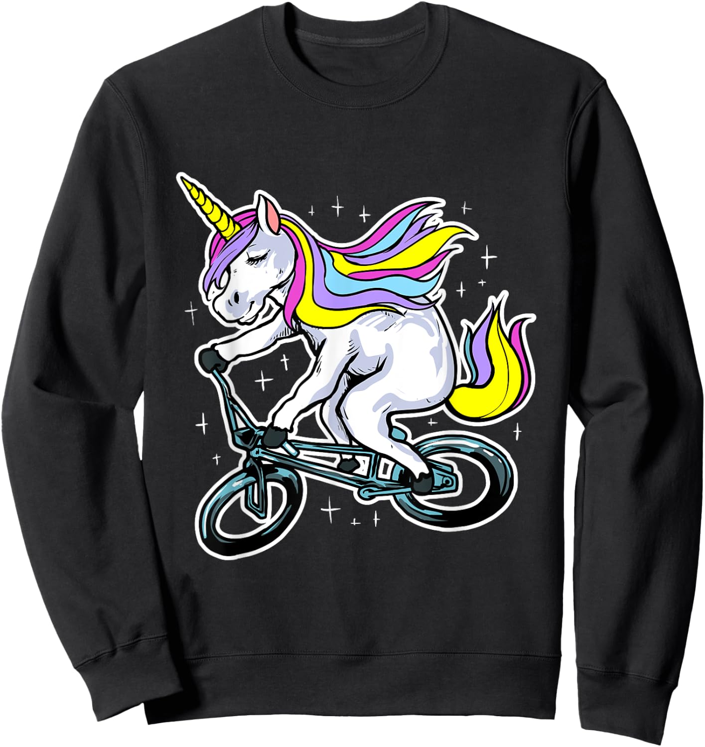 Funny Magic BMX Bike Bicycle Rider Unicorn Costume Sweatshirt - Sweatshirt | Black