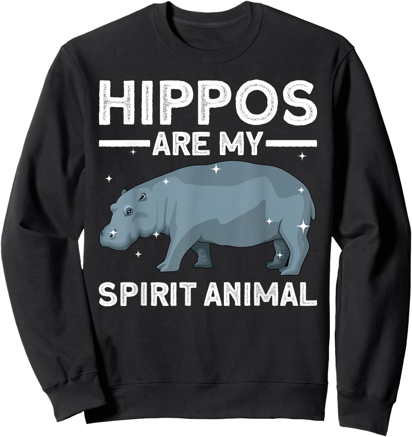 Funny Hippopotamus Design Women Animal Hippo Lover Sweatshirt - Sweatshirt | Black