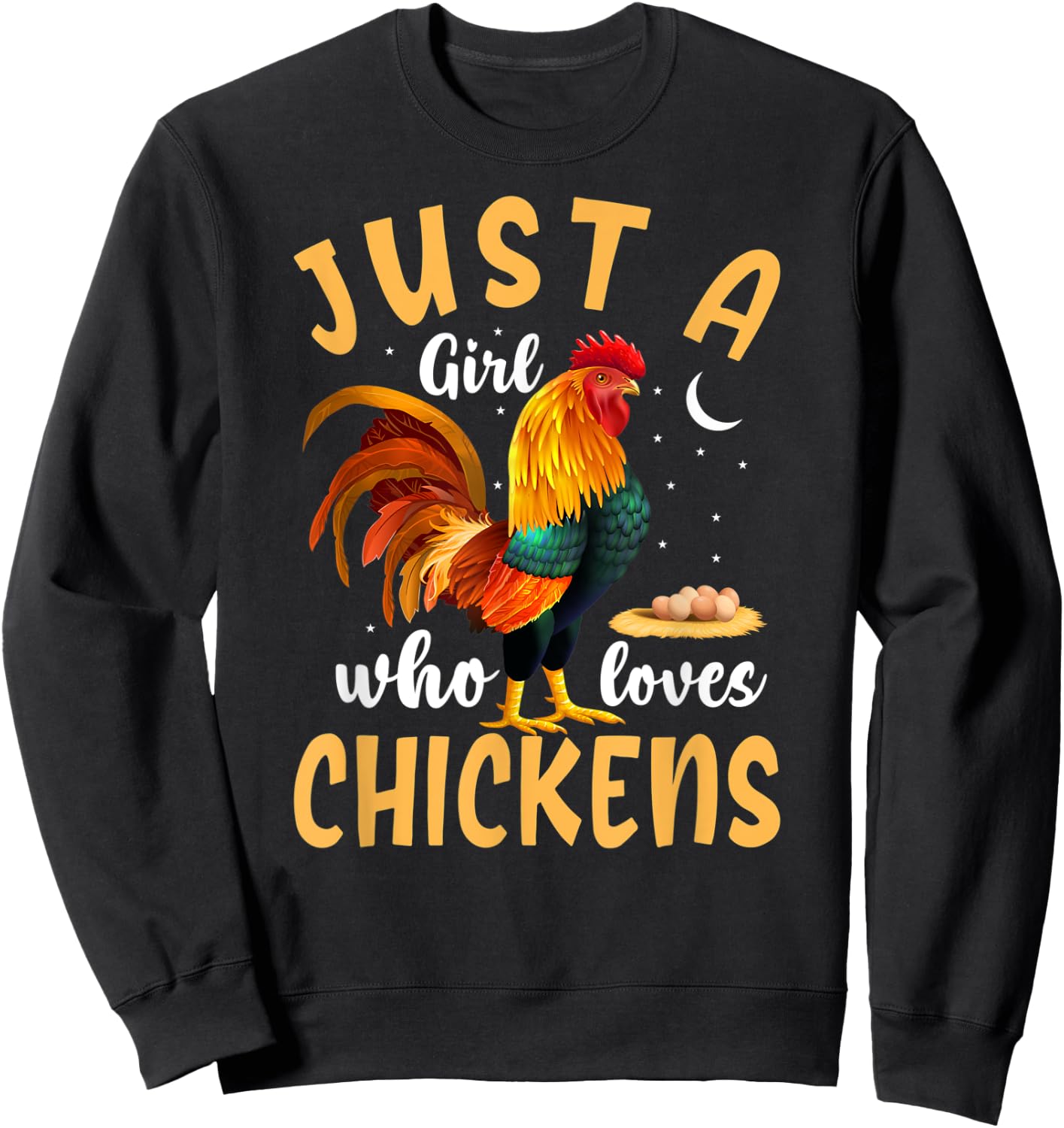 Just a Girl Who Loves Chickens, Cute Chicken Farm Sweatshirt - Sweatshirt | Black