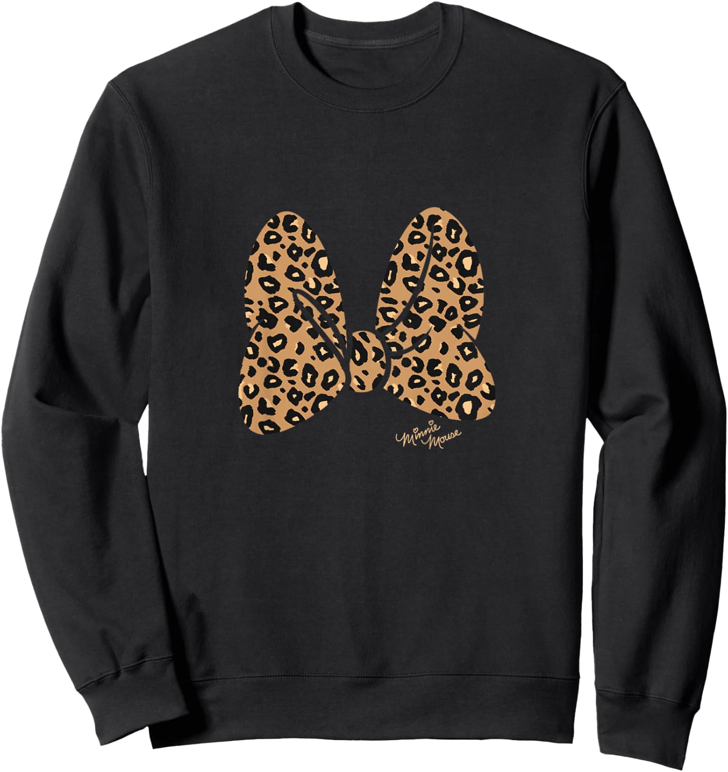 Kids Disney Mickey and Friends Leopard Print Hair Bow Logo Sweatshirt - Sweatshirt | Black