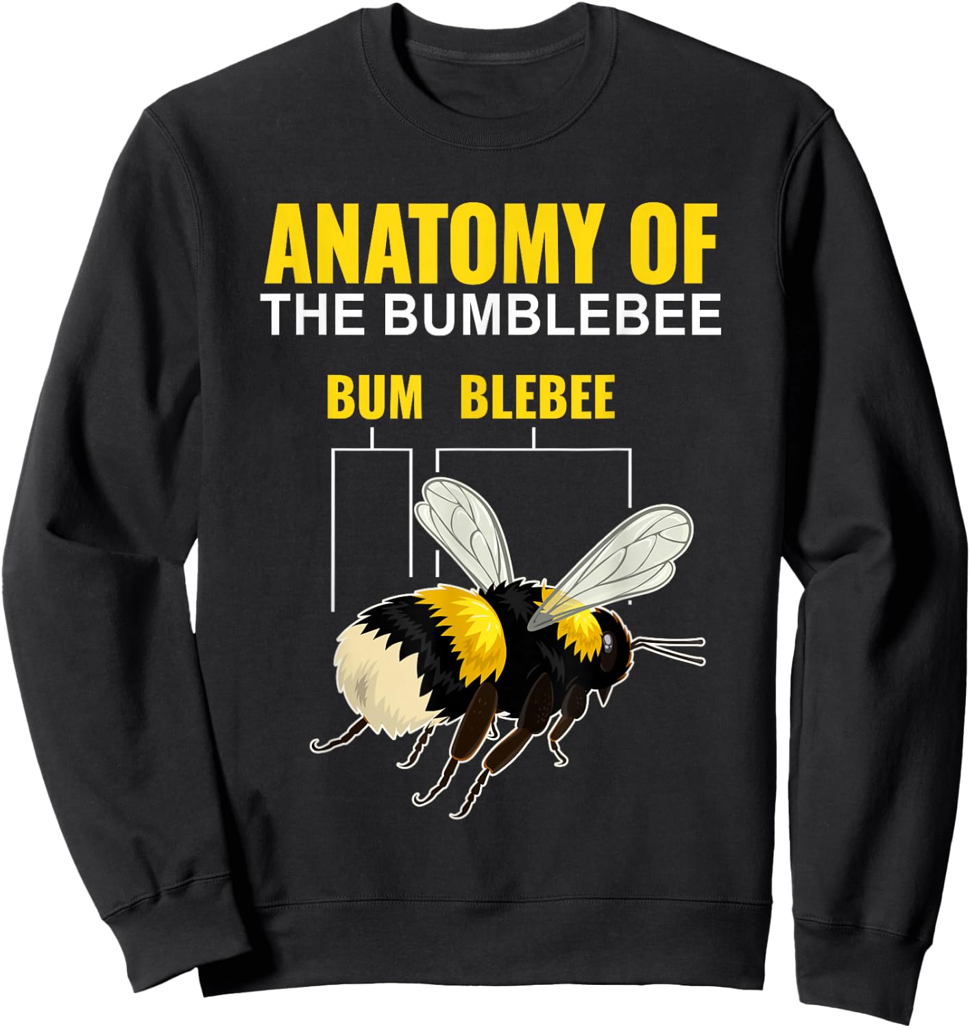 Anatomy Of The Bumblebee Funny Cute Bee Lovers Sweatshirt - Sweatshirt | Black