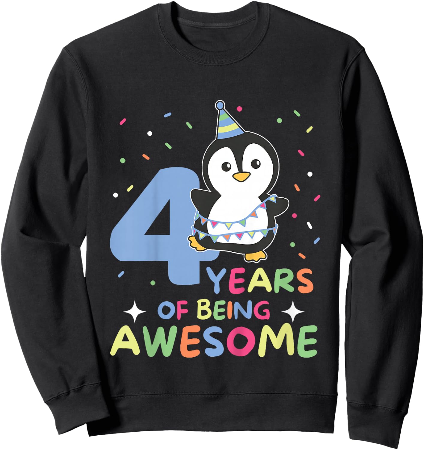 4th Birthday Penguin For Children Four Years Old Sweatshirt - Sweatshirt | Black