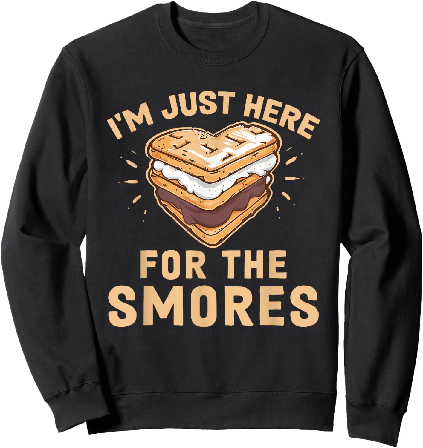 I'm Just Here For The Smores Camping Marshmallow Smores Sweatshirt - Sweatshirt | Black