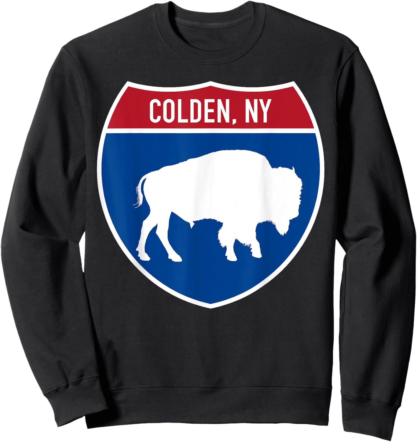 Colden New York Buffalo NY Highway Interstate Sign Sweatshirt - Sweatshirt | Black