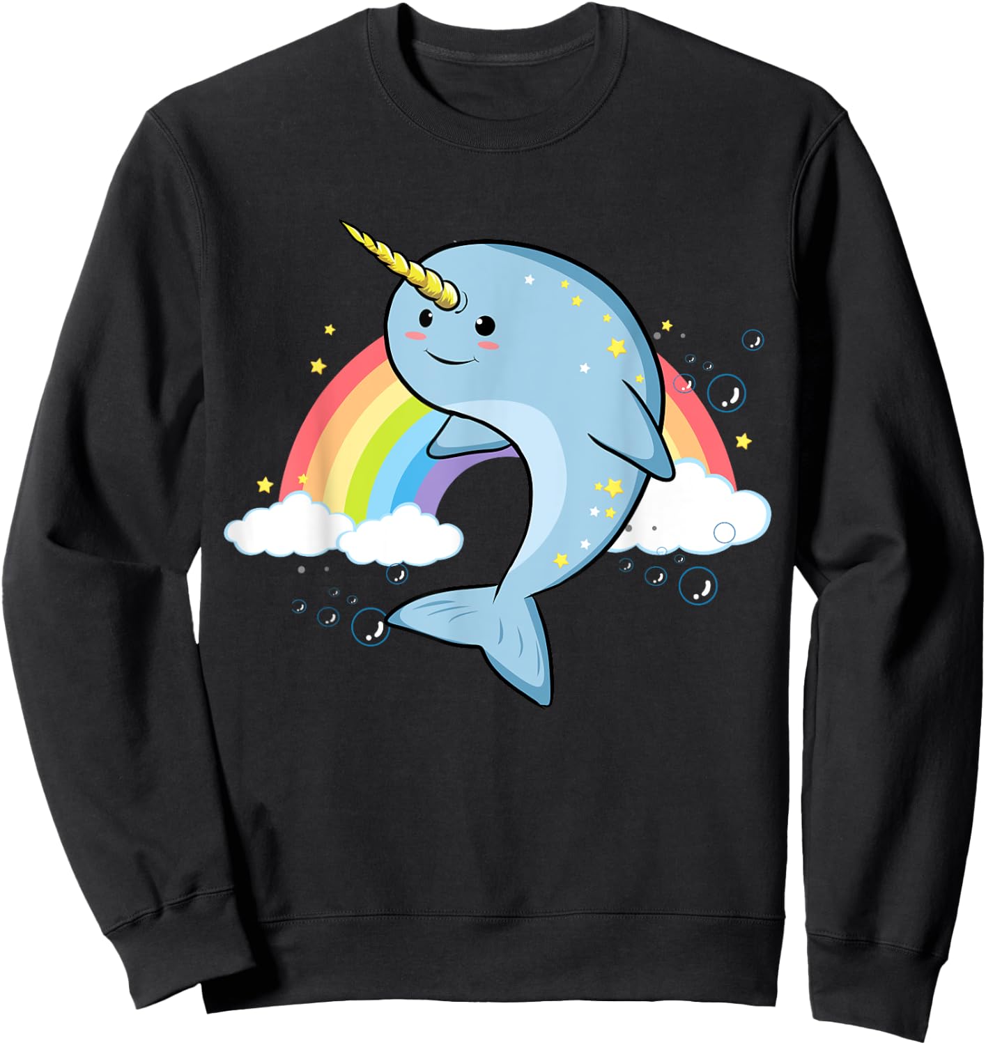 Funny Narwhal Unicorn of the Sea Lover Horn Rainbow Kawaii Sweatshirt - Sweatshirt | Black