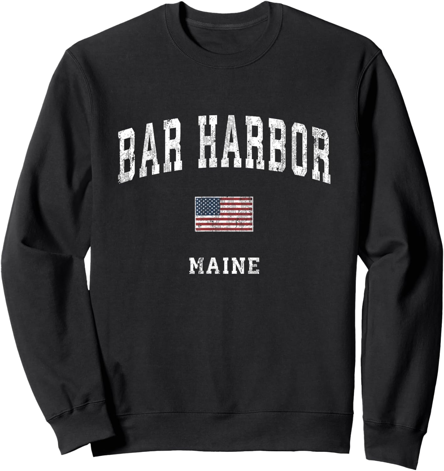Bar Harbor Maine ME Vintage American Flag Sports Design Sweatshirt - Sweatshirt | Black