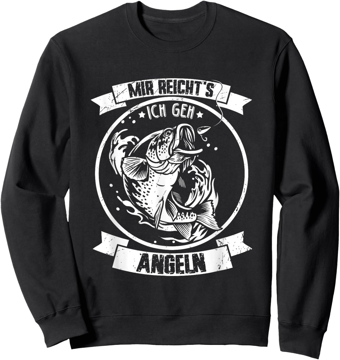 Mir reichts ich geh Angeln Fischen Fischer Angler - Mir reichts ich geh Angeln Shirts & co. - Herren - Schwarz - S - Kurzarm - Klassische Passform - 100% Polyester - Fishing Sweatshirt - Sweatshirt | Black
