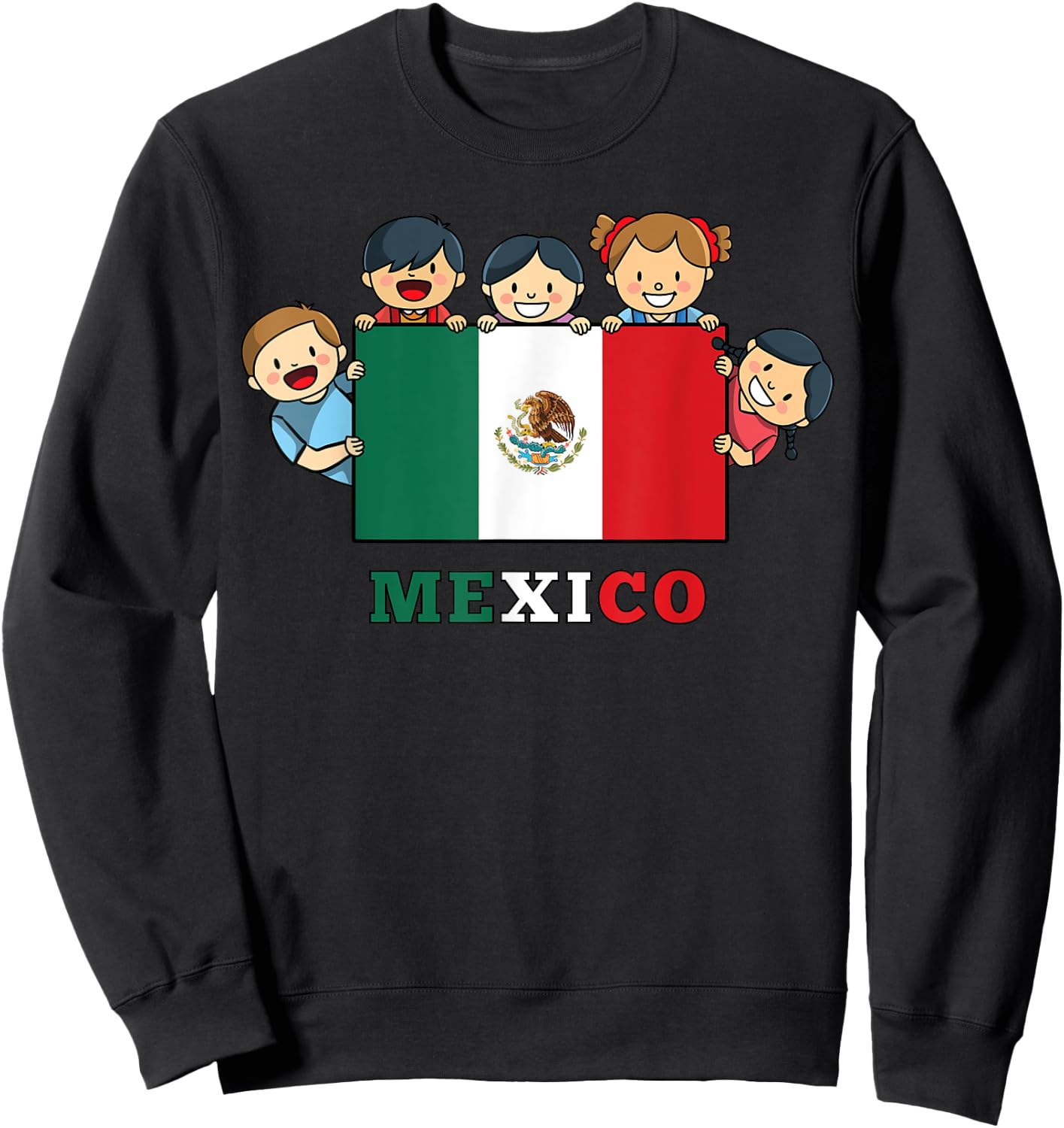 Kids Mexico Flag Hispanic Heritage Month Mexican Sweatshirt - Sweatshirt | Black
