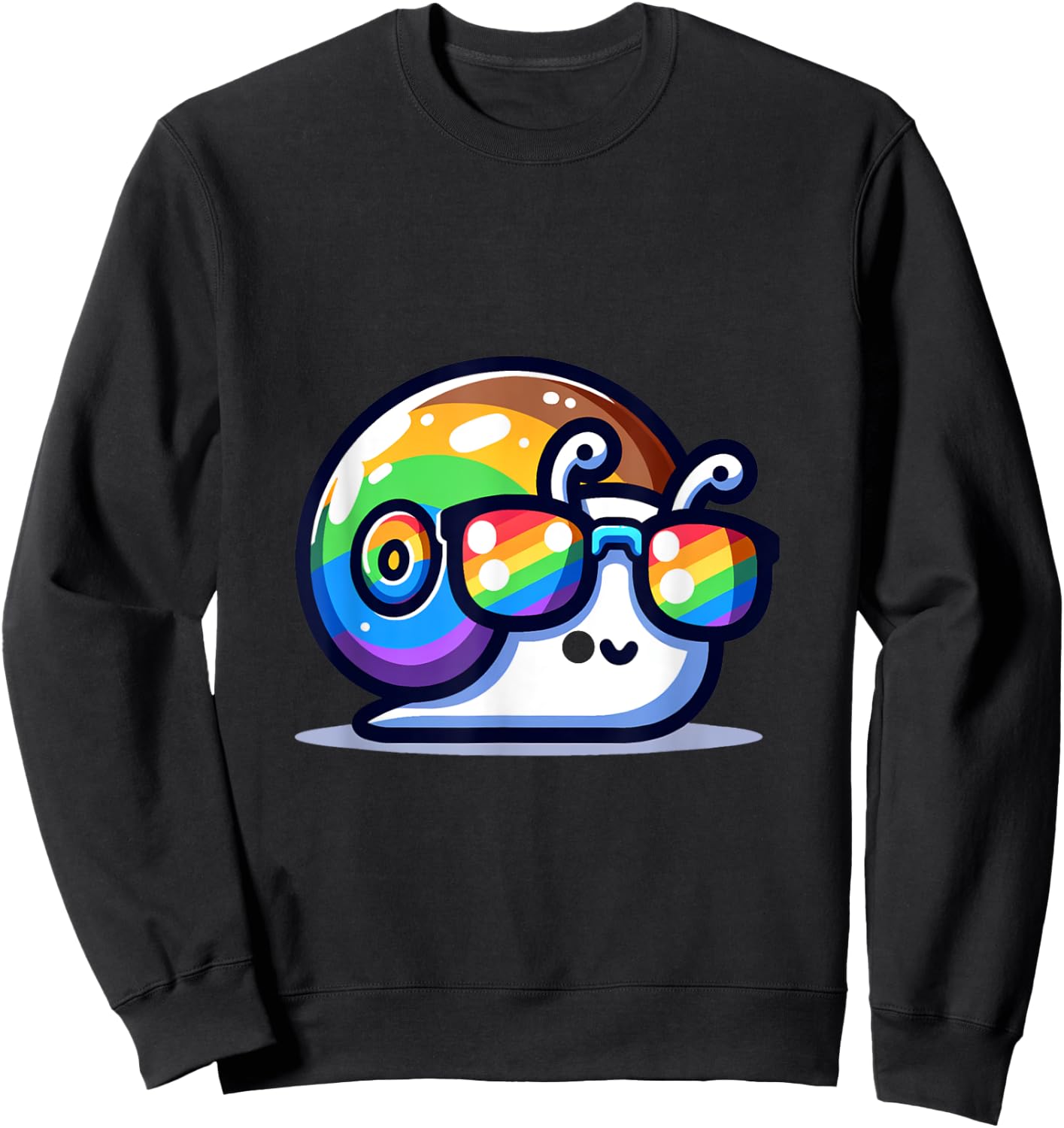 Awesome Rainbow Sunglasses Cute Snail Sweatshirt - Sweatshirt | Black