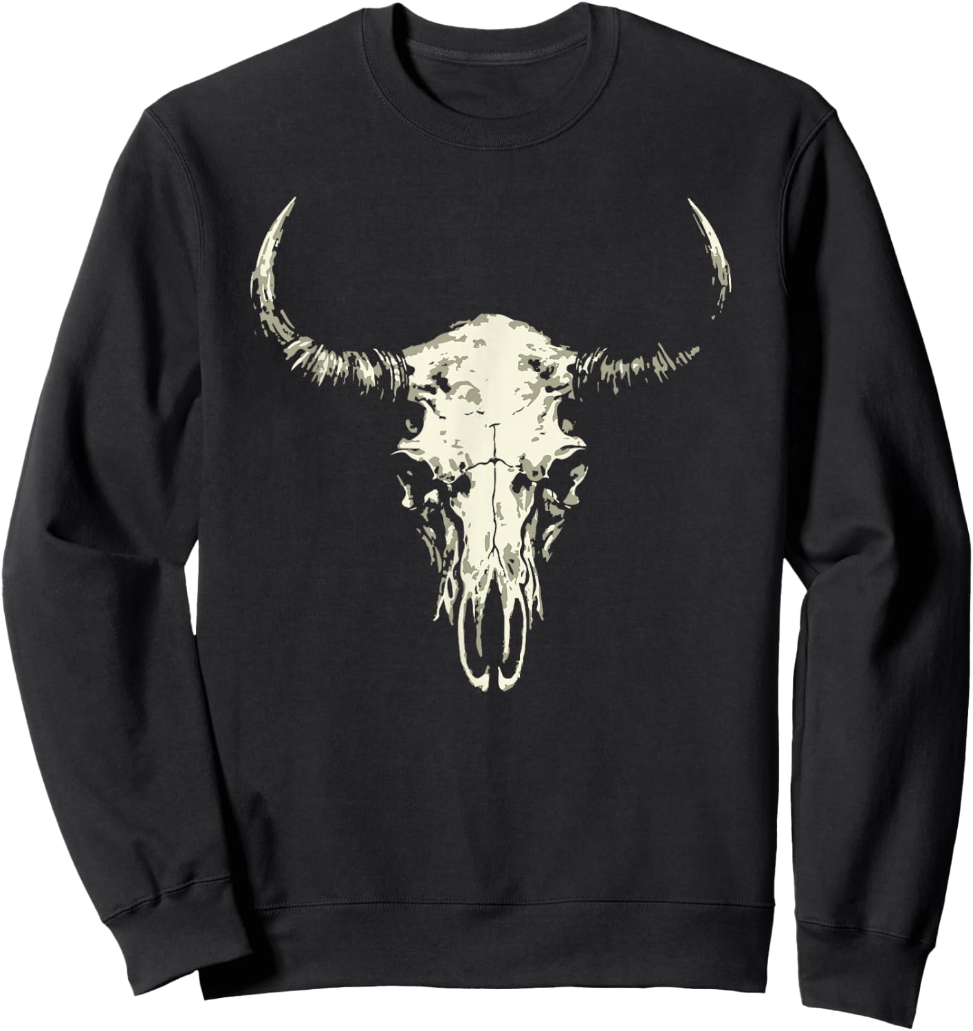 Bison Skull American Buffalo Minimalist Punk Core Sweatshirt - Sweatshirt | Black