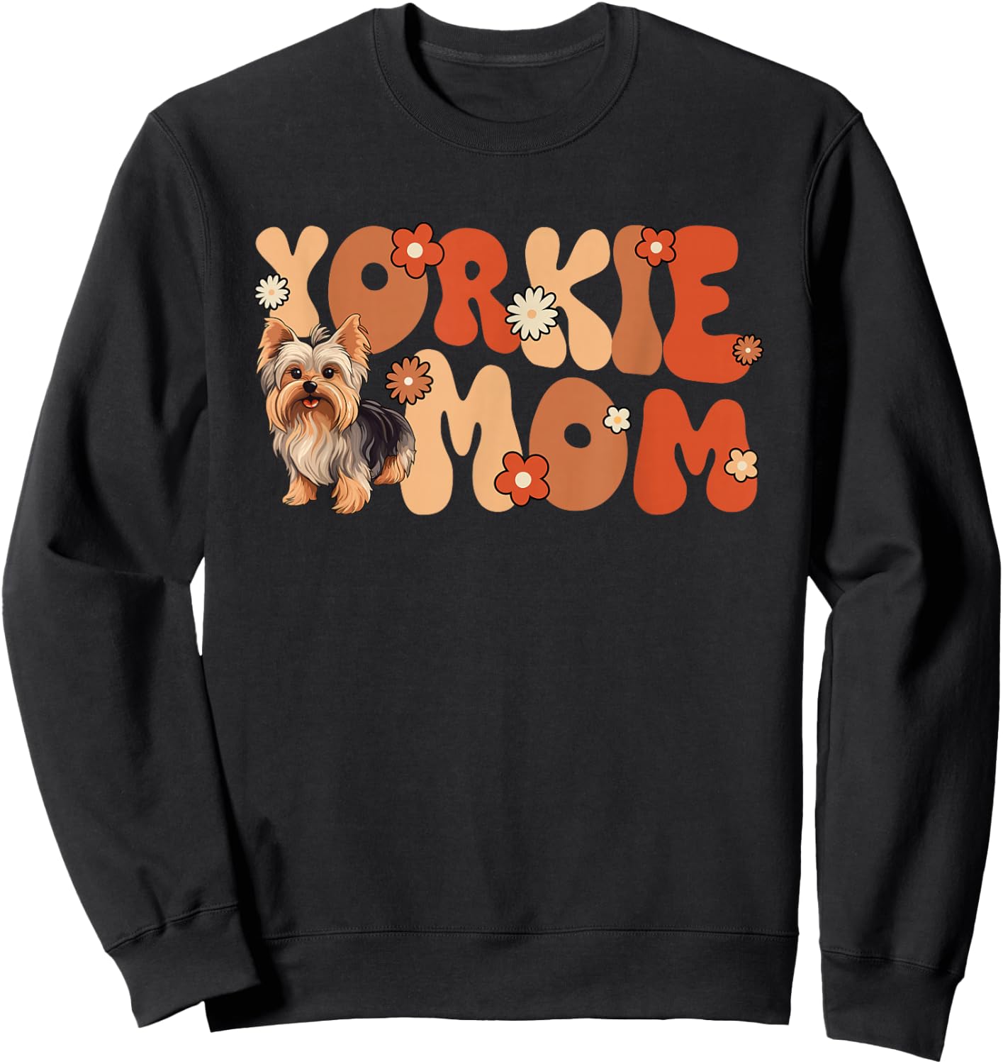 Yorkshire Terrier Groovy World's Best Yorkie Mom Sweatshirt - Sweatshirt | Black