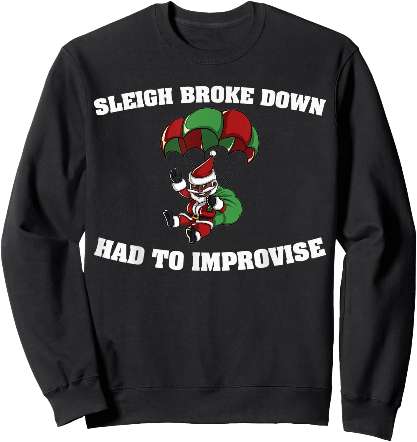 Funny African American Santa Ugly Christmas Sweatshirt - Sweatshirt | Black
