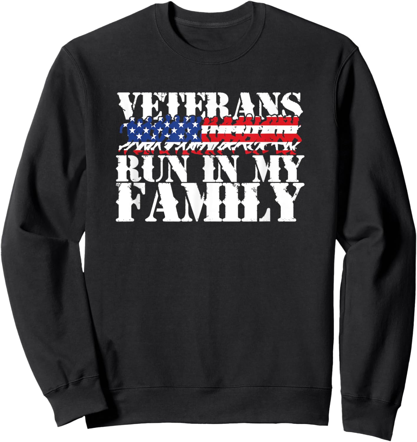 Military Runner Running Gift T Shirt - Veteran Pride Quote Sweatshirt - Sweatshirt | Black