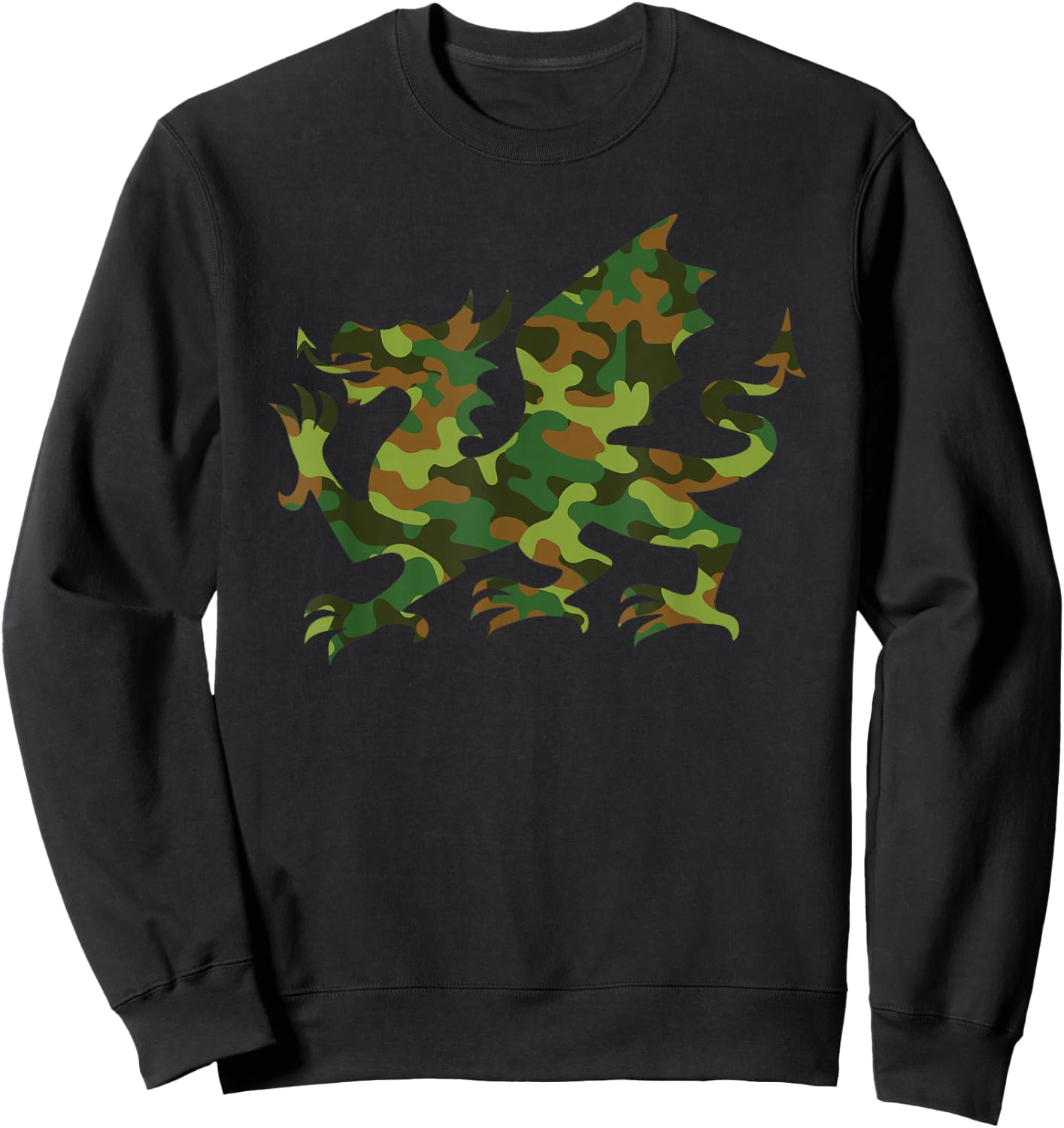 Cool Camo Camouflage Dragon Fantasy Gamer Dragon Men Women Sweatshirt - Sweatshirt | Black