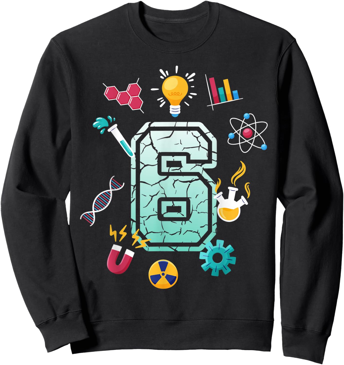 Science 6 Year Old Birthday School Party Scientific Matching Sweatshirt - Sweatshirt | Black