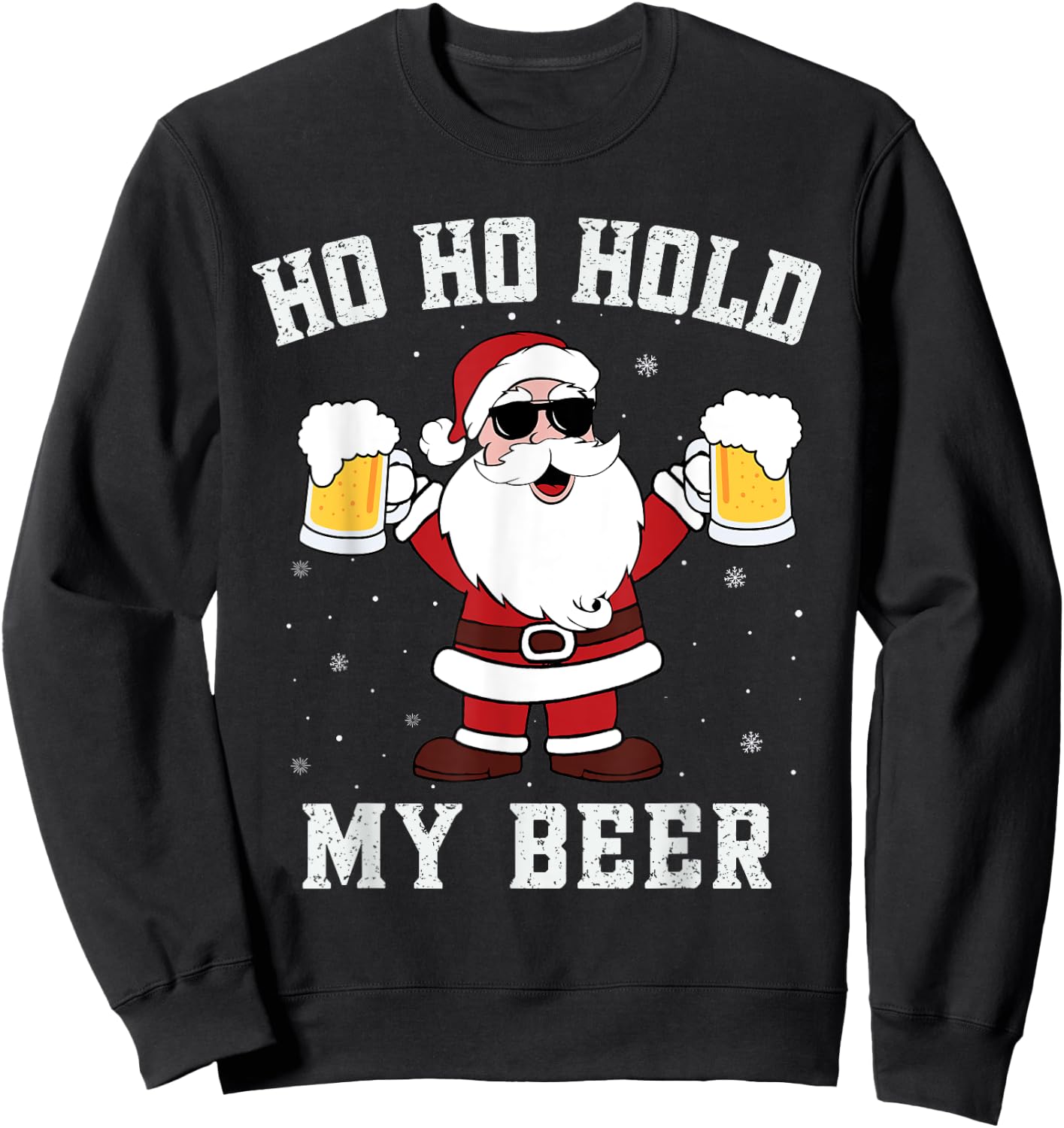 Ho Ho Hold My Beer Funny Santa Drinking Beer Xmas costume Sweatshirt - Sweatshirt | Black