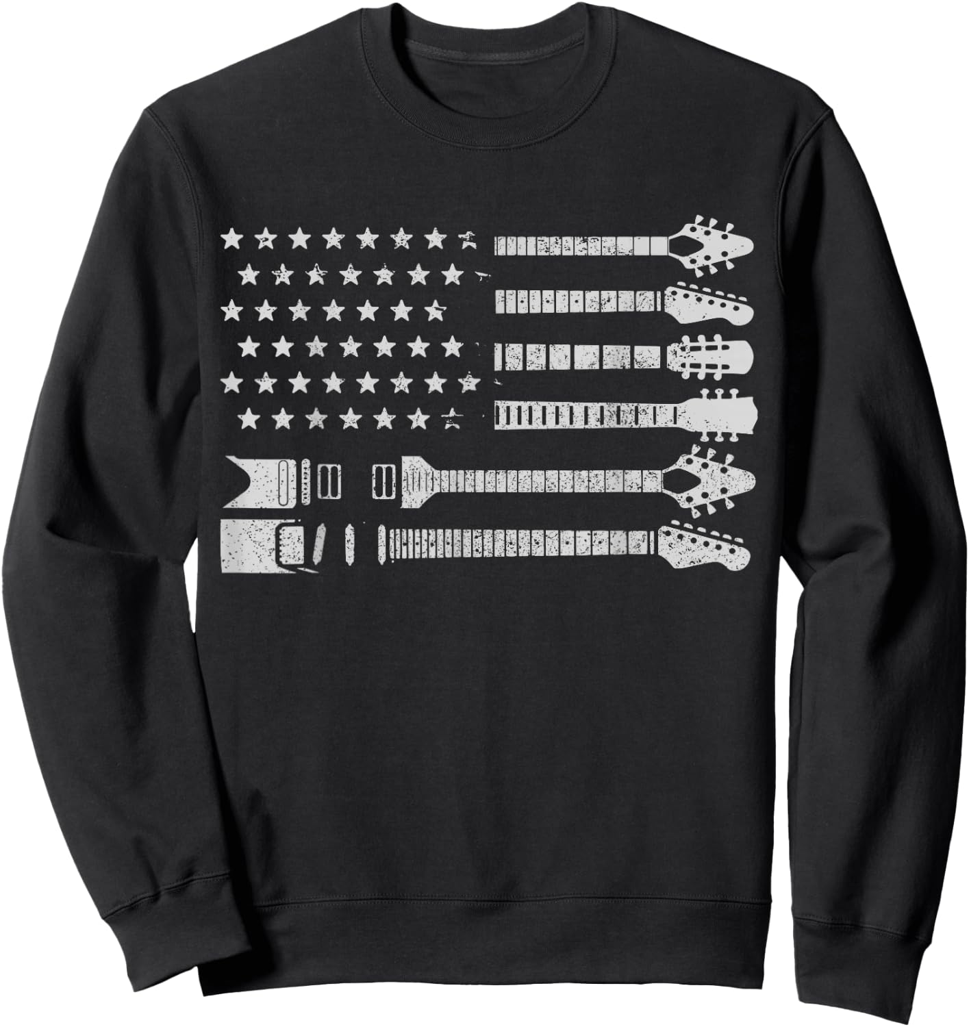 Patriotic Guitar Player Gifts & Apparel Co. American Flag Guitarist Vintage Black -Adults Classic Fit Sweatshirt - Sweatshirt | Black