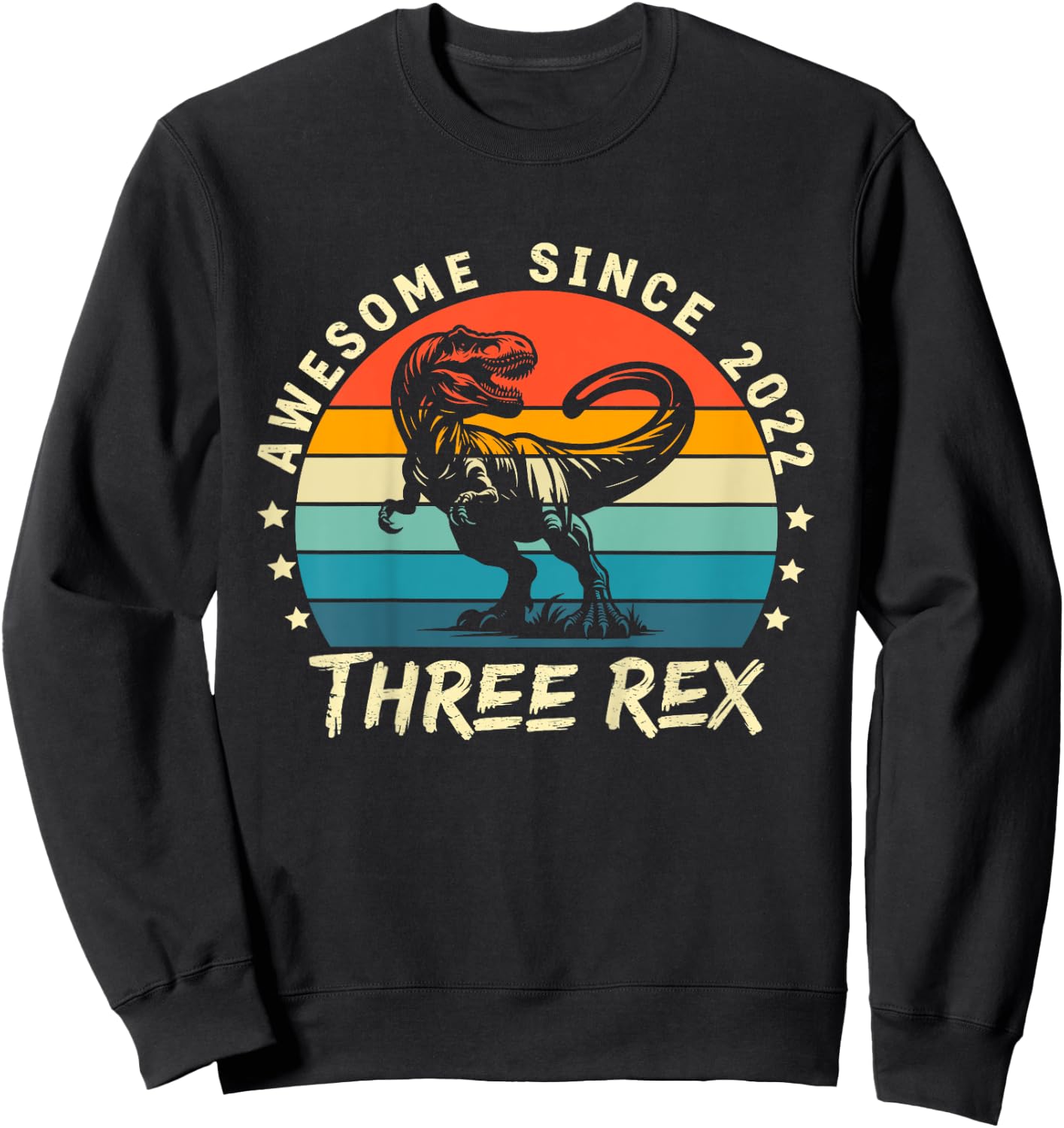 Kids Kids Three Rex 3rd Birthday Boy Third Dinosaur 3 Year Old Sweatshirt - Sweatshirt | Black