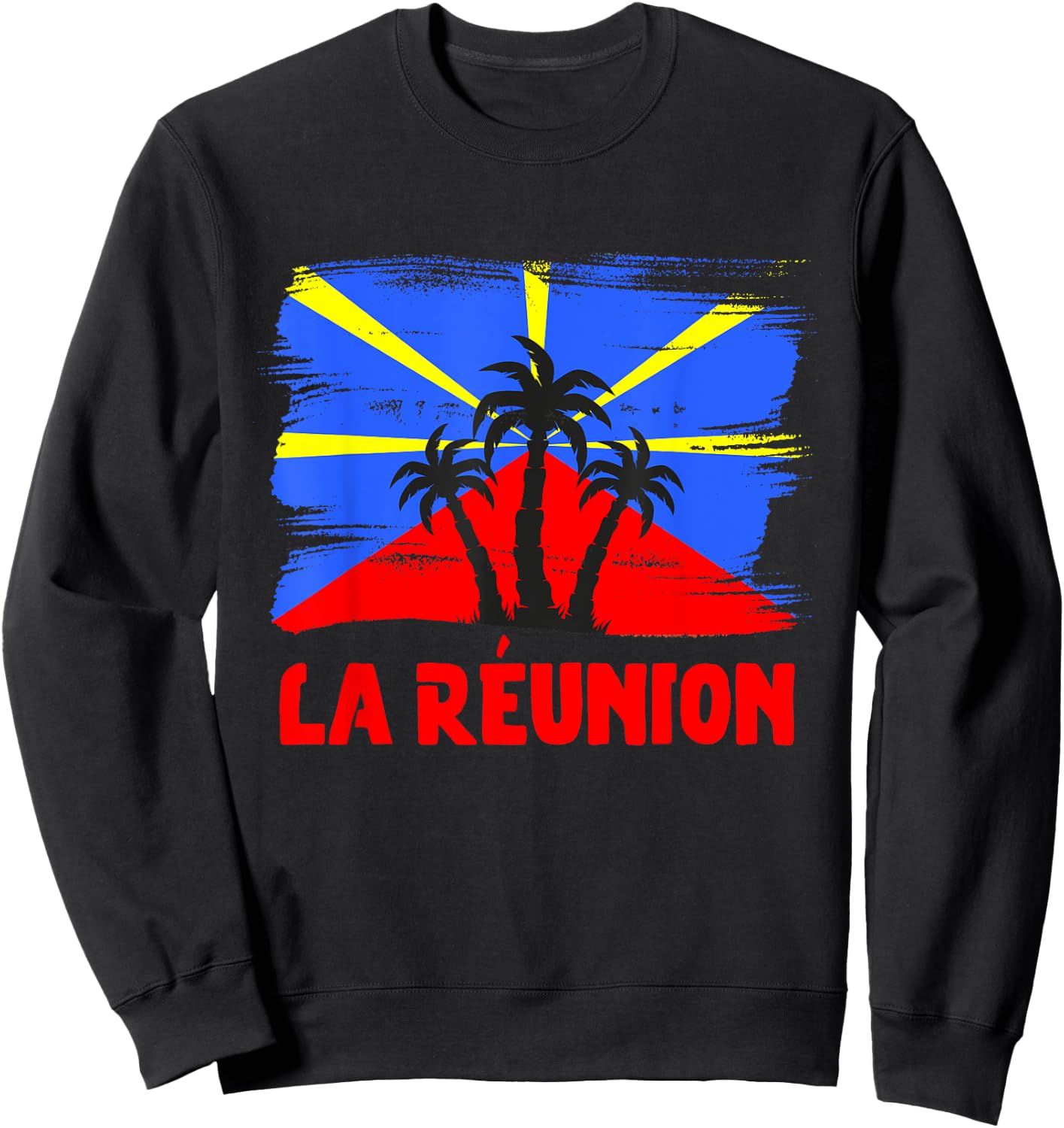 Reunion Island Flag Reunion Reunion Island Vintage , Black, S Sweatshirt - Sweatshirt | Black