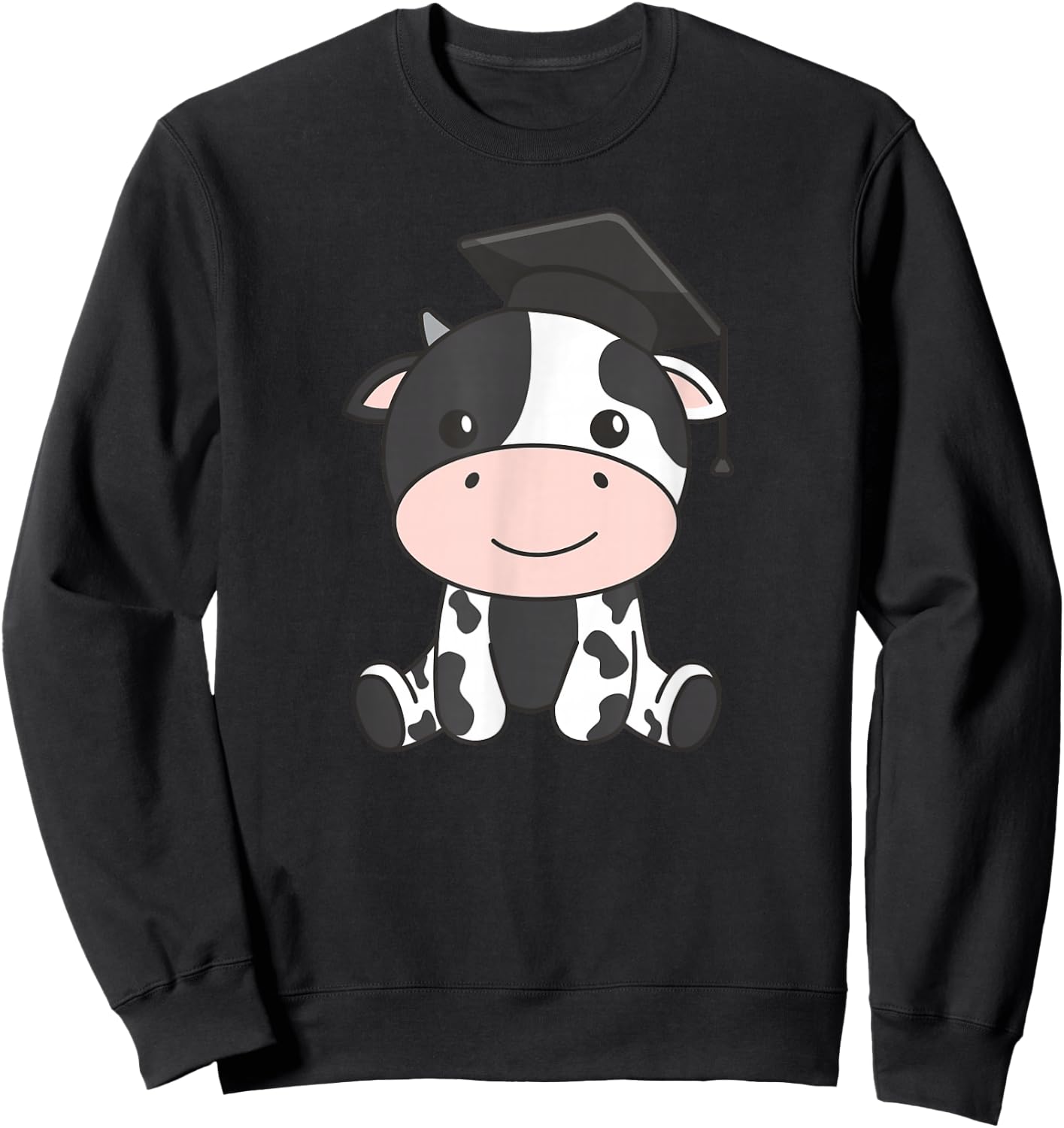 Kids School Nursery Cow Graduation Sweatshirt - Sweatshirt | Black