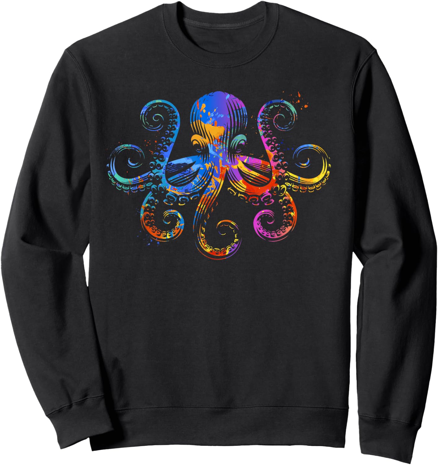 Octopus Graphic - Colorful Ocean Octopus Design Sweatshirt - Sweatshirt | Black