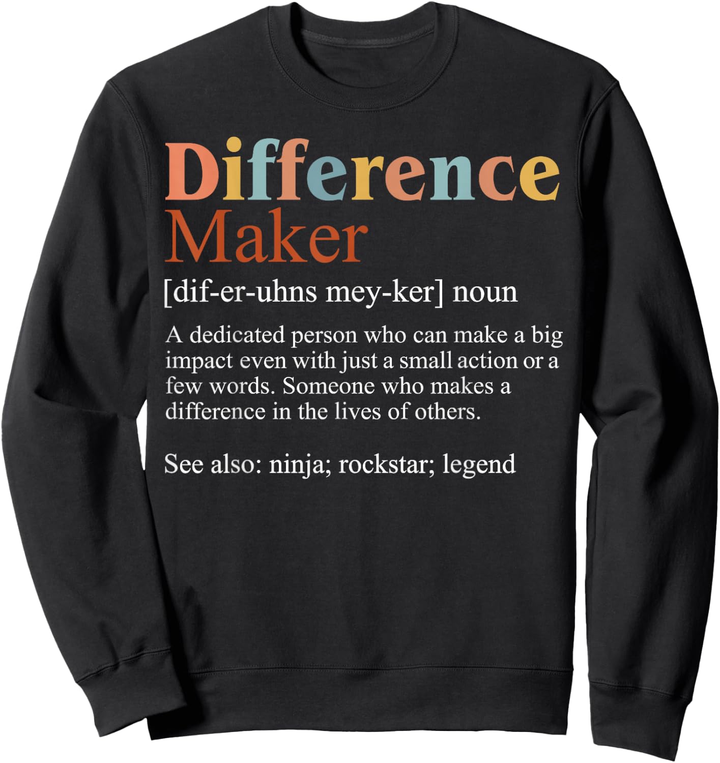 Vintage Difference Maker Definition Teachers Mom Boss Women Sweatshirt - Sweatshirt | Black