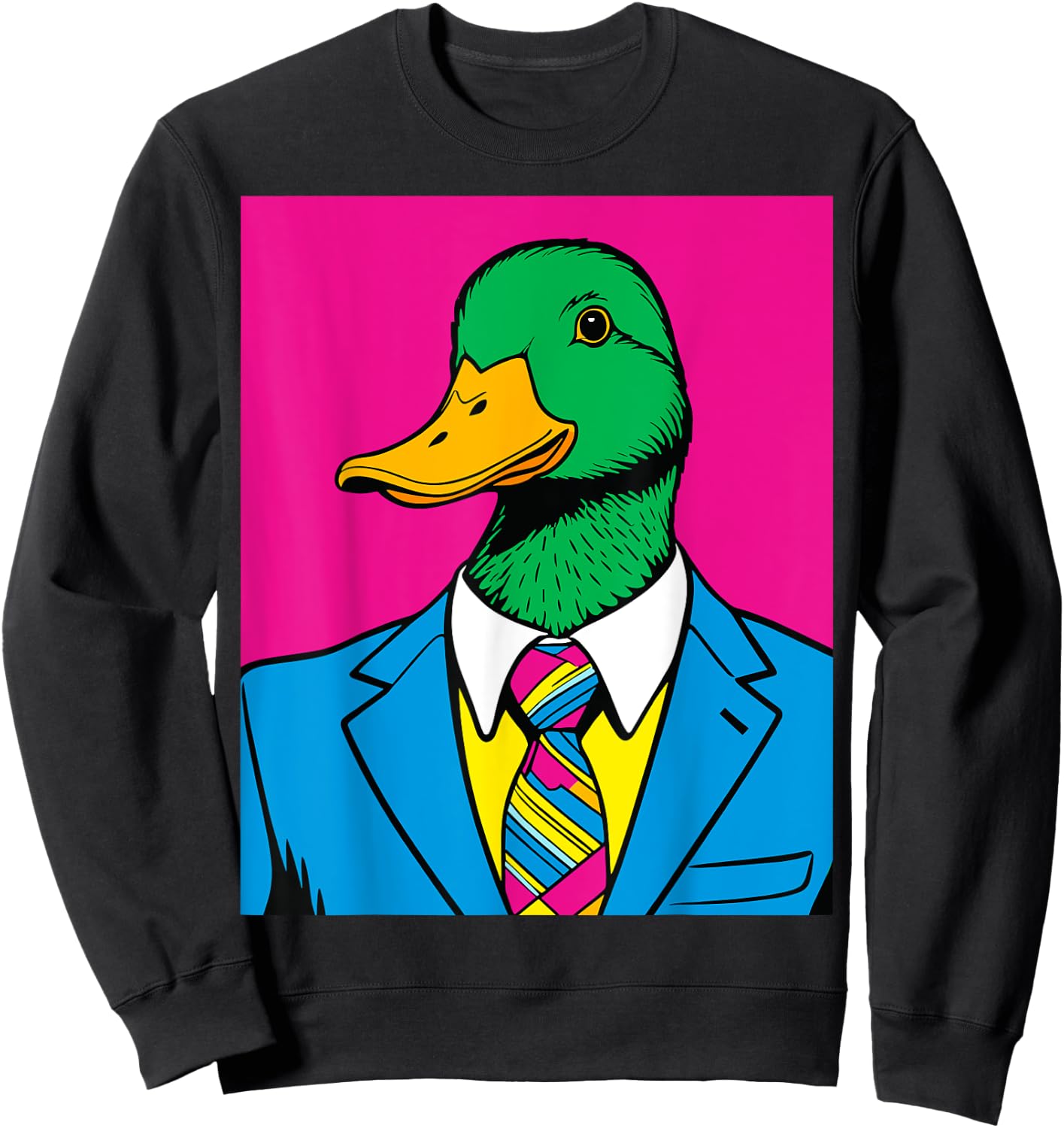 Pop Art Mallard Duck in Business Suit Sweatshirt - Sweatshirt | Black