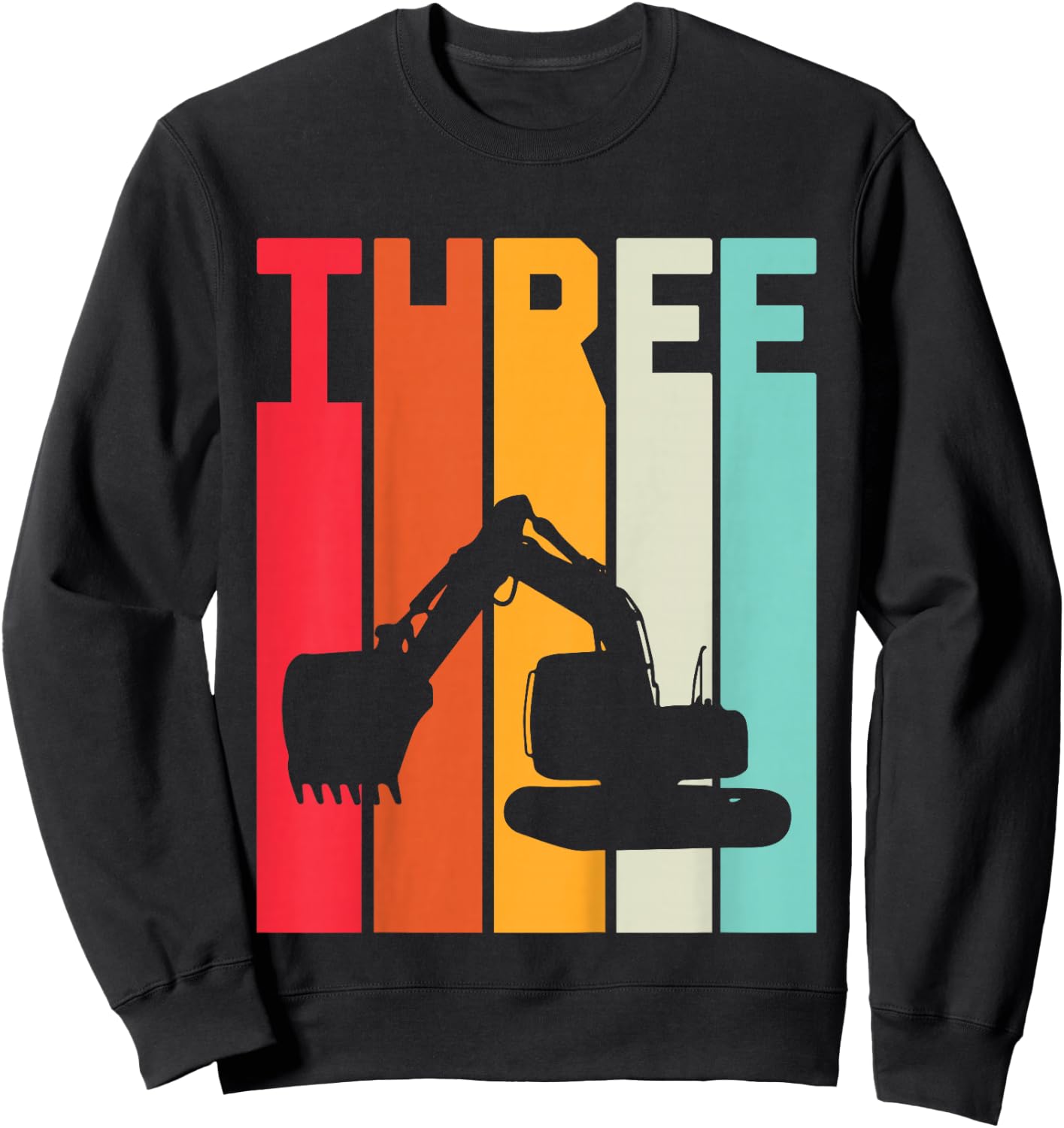 Kids 3rd Birthday Boy 3 Year Old Construction Truck Excavator Sweatshirt - Sweatshirt | Black