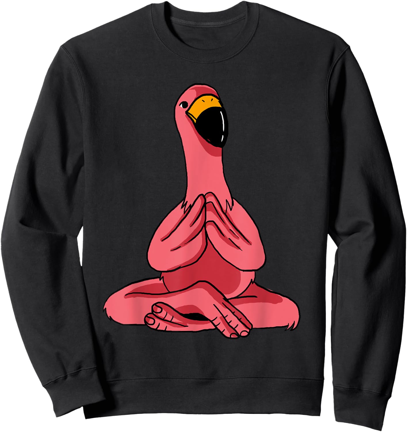 Meditating Exercise Tropical Animal Gift Men Women Cute Yoga Flamingos Funny Pink Water Bird Meditation Lovers -Adults, -Kids Sweatshirt - Sweatshirt | Black