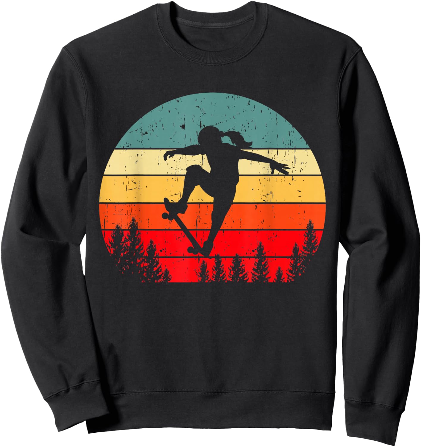 Skater Girl Skateboarder Girl Skateboarding Gift Sweatshirt - Sweatshirt | Black