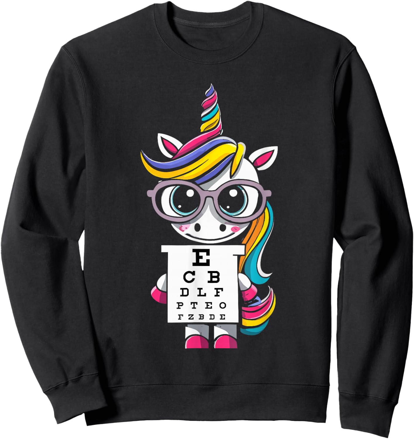 Funny Eye Test Unicorn Chart Eye Chart Ophthalmologist Sweatshirt - Sweatshirt | Black