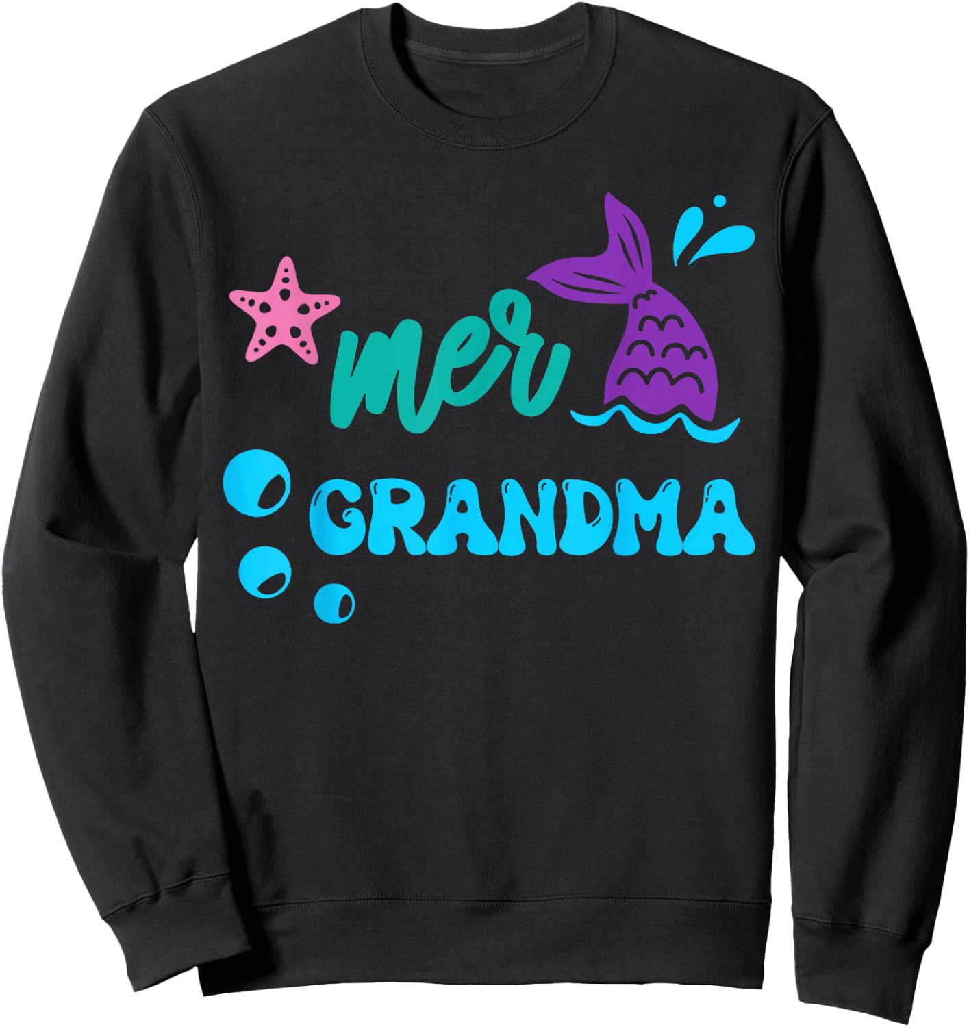 Mer Grandma Mermaid Shirt Matching Family Gifts Sweatshirt - Sweatshirt | Black