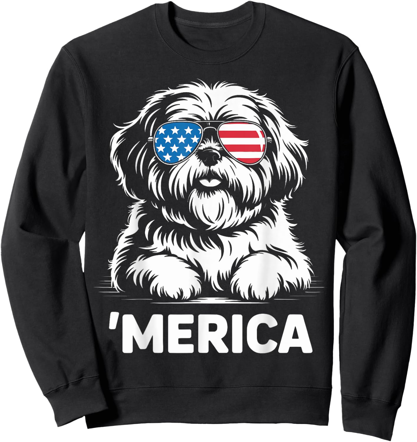 Shih Tzu 4th of July ‘Merica Patriotic Sweatshirt - Sweatshirt | Black