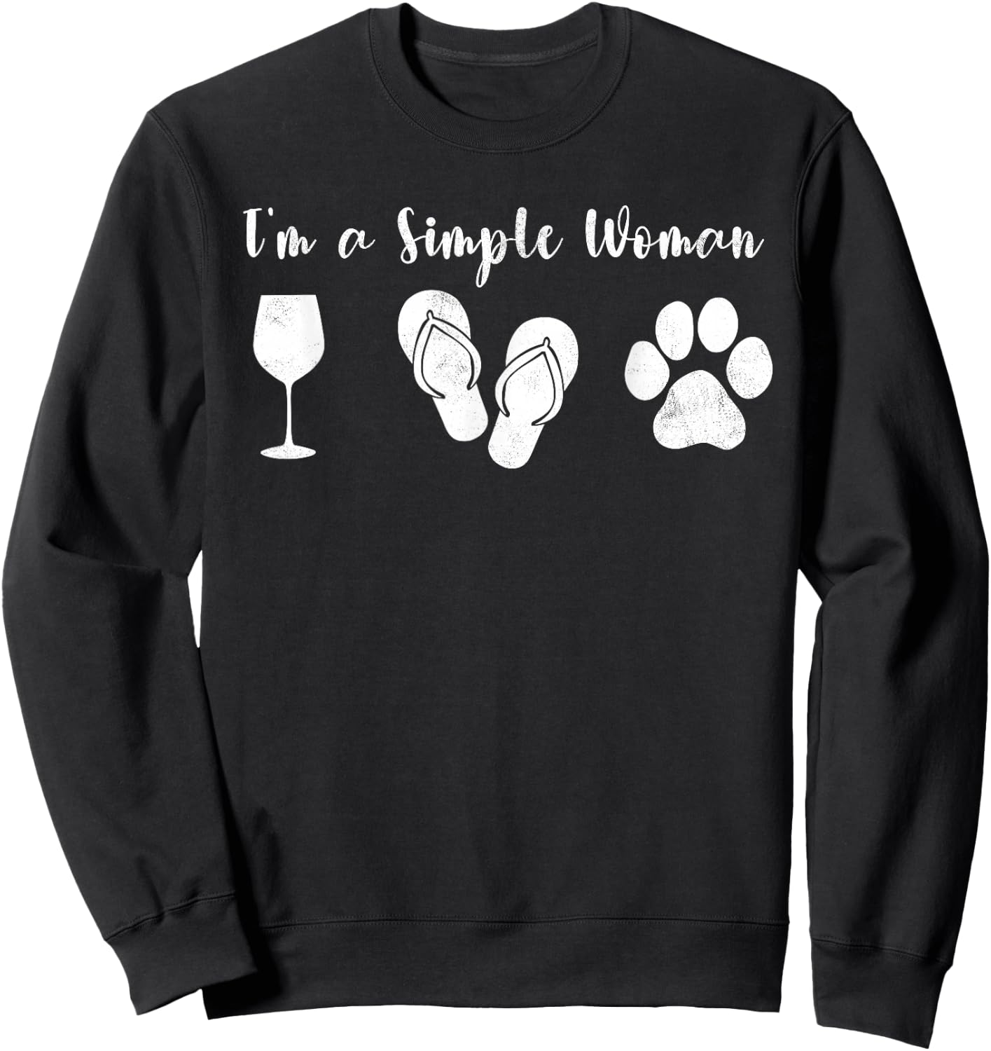 I'm Simple Woman Dogs & Wine Sun Lover Funny Dog Joke Sweatshirt - Sweatshirt | Black
