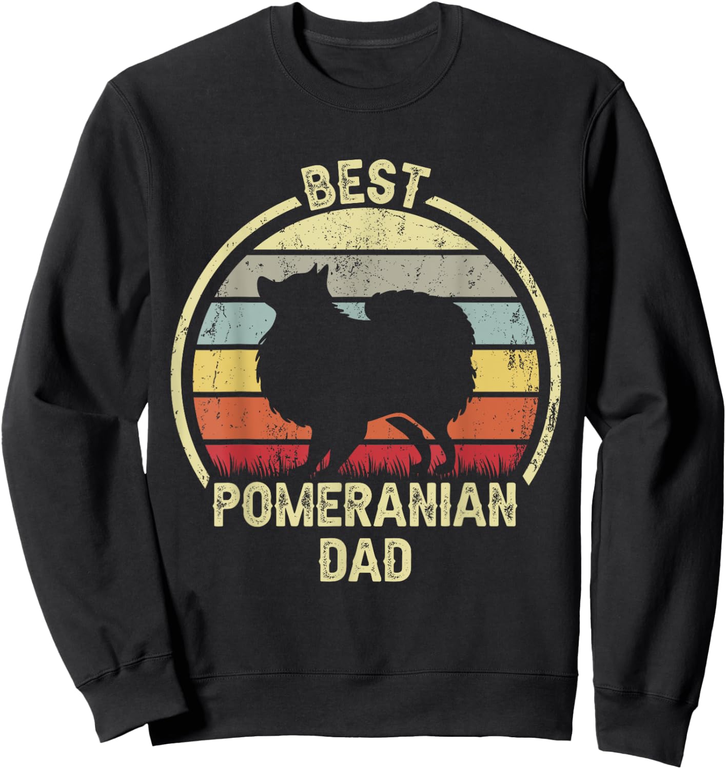 Best Dog Father Dad - Vintage Pom Pomeranian Women Sweatshirt - Sweatshirt | Black